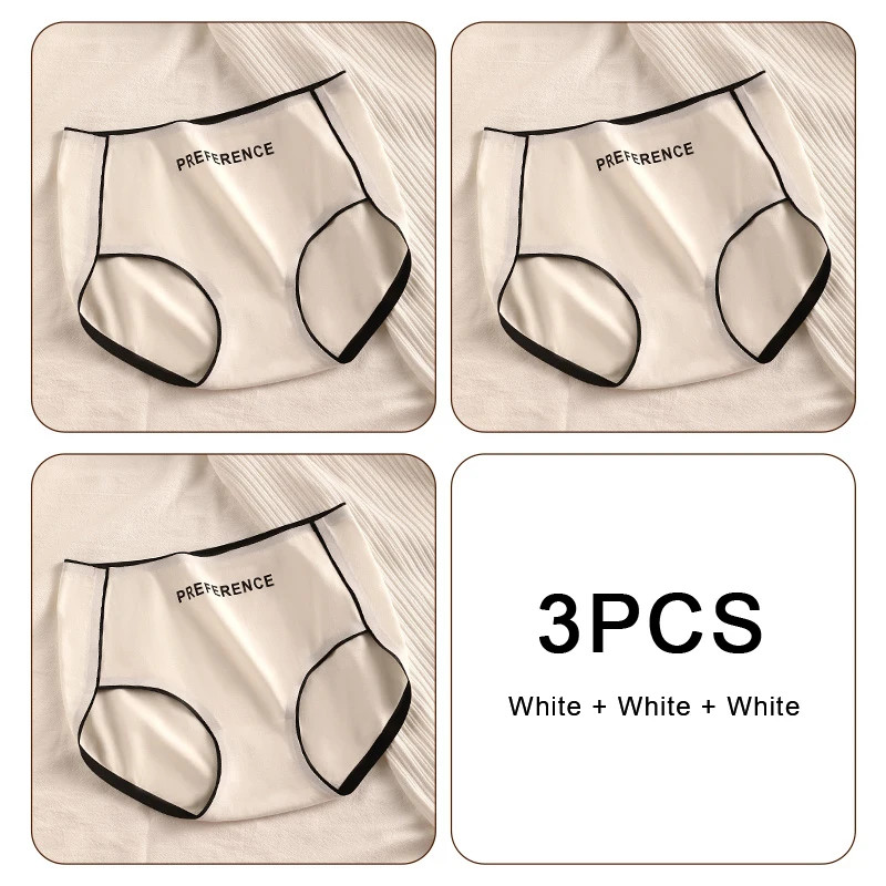 Cotton Seamless Briefs High Waist Letter Print Women’s Underwear 3 Pcs