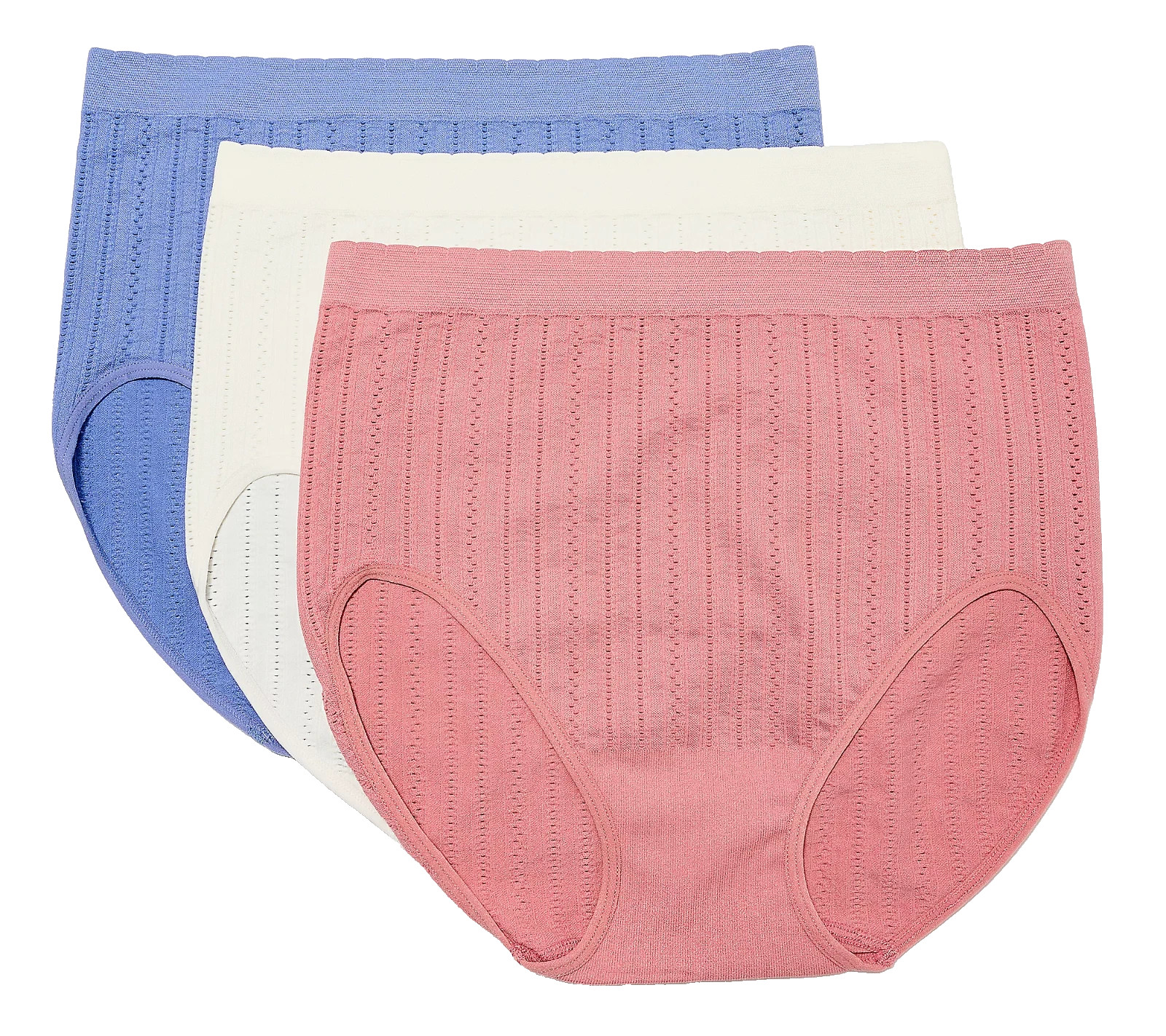 Breezies~Set of 3~Seamless Pointelle Full Briefs~Large~Adobe Rose~A644713 12936