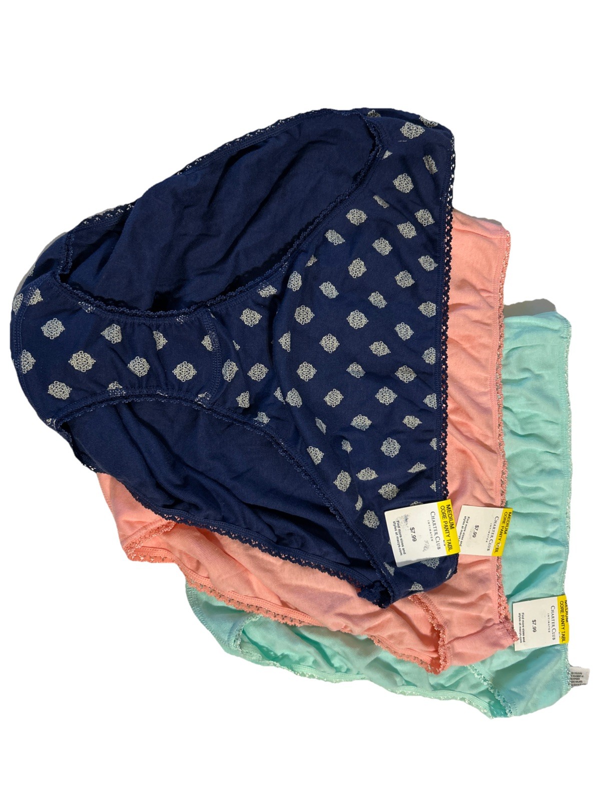 Charter Club Women’s 3-Pack 100% Cotton Hi-Cut Large Comfort Panties Runs Large