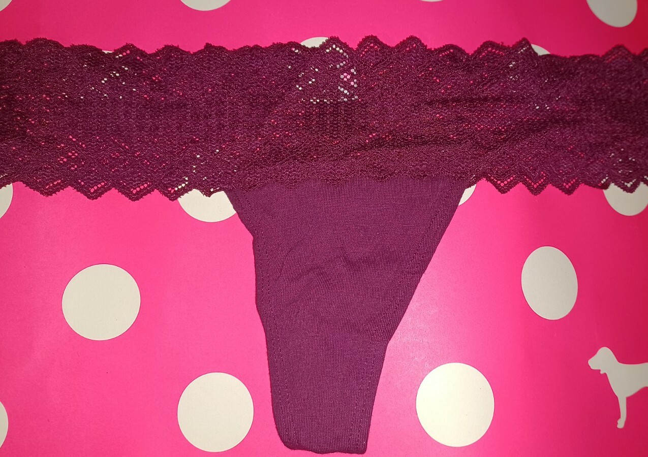 NeW Vs Pink aztec lace trim thong Panty Size small deep ruby