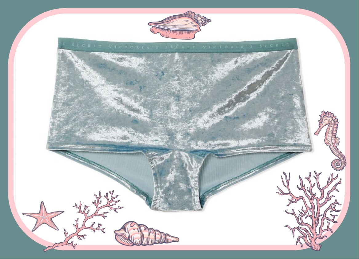 XL Seafoam Sage Dust Green FULL VELVET RARE Victorias Secret LOGO Shortie Pantie