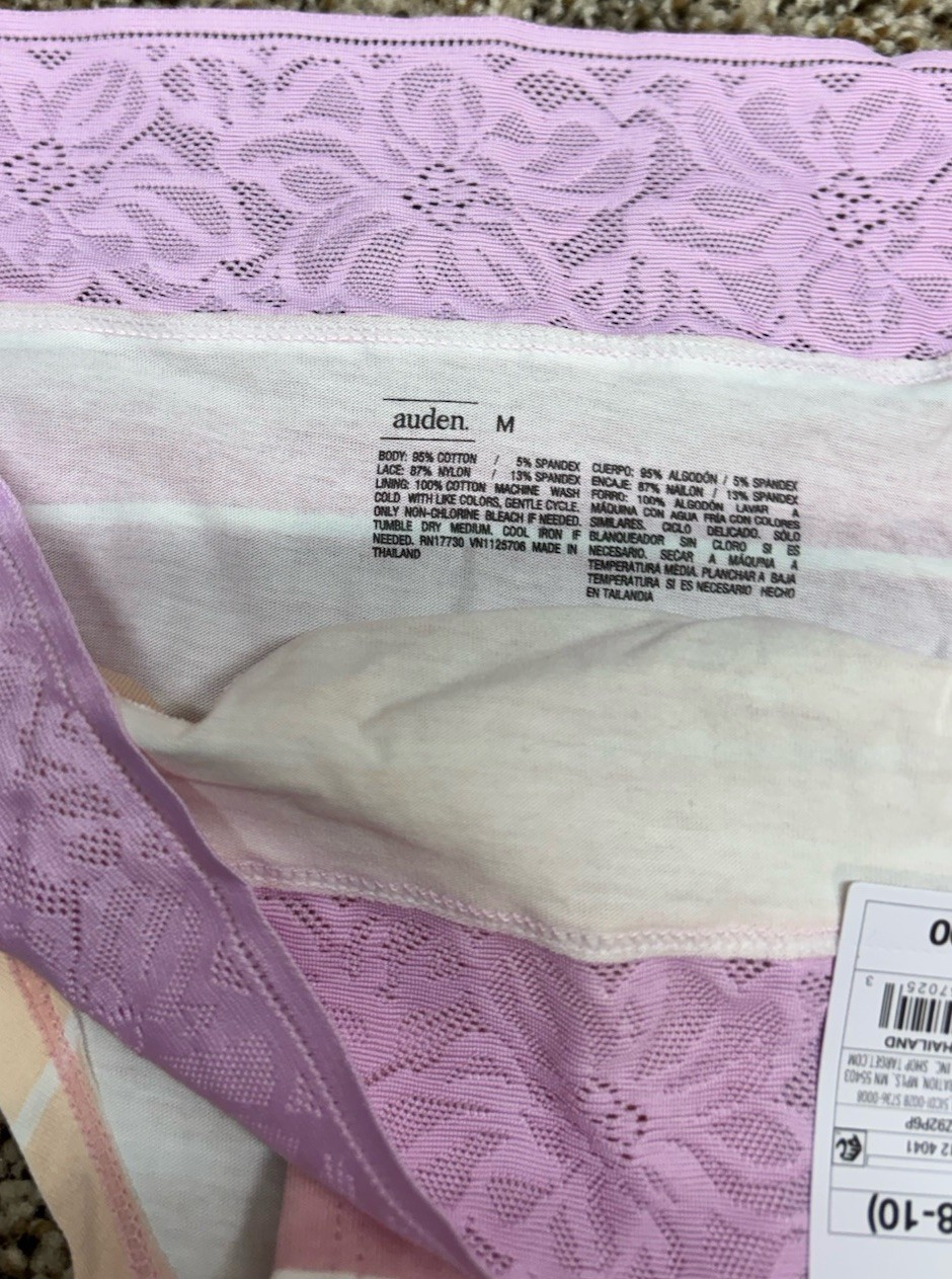 Auden Pink/Multi-Color Cotton Blend Cheeky Panty. Size: M (8-10).