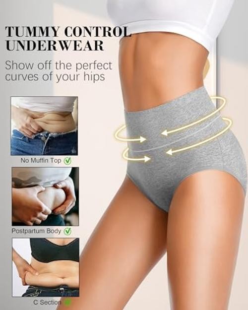 Tummy Control Underwear for Women High 4X-Large Multicoloured D – 5 Pack