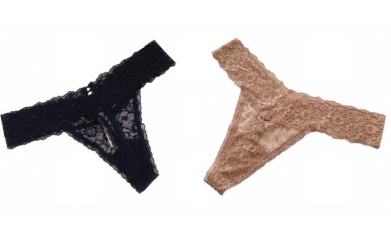 2 X NEW Victoria’s Secret Lacie Thong Panties-Large-Black And Beige NWT