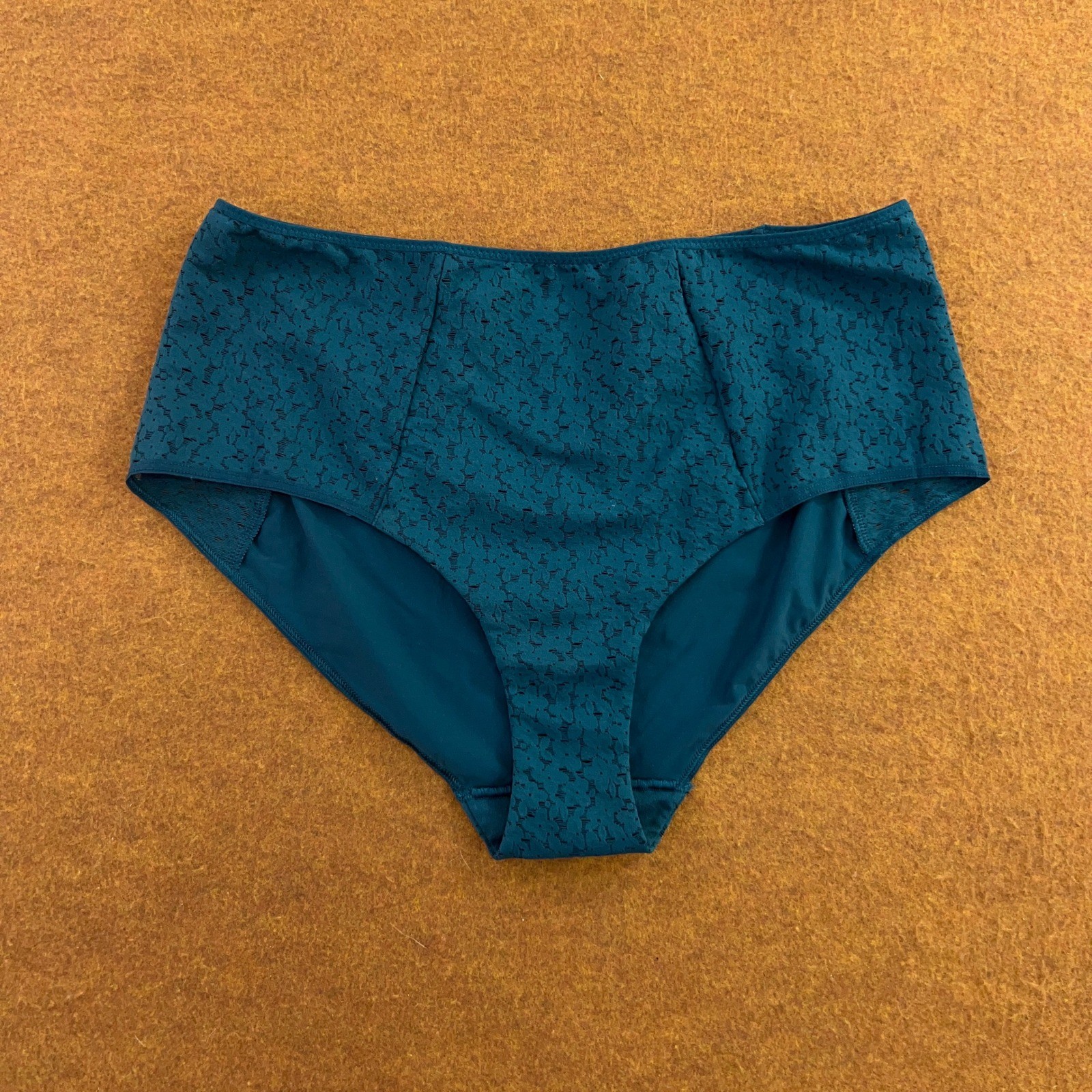 Chantelle Womens XL Teal Blue Lace High Waist Full Coverage Brief Panty New