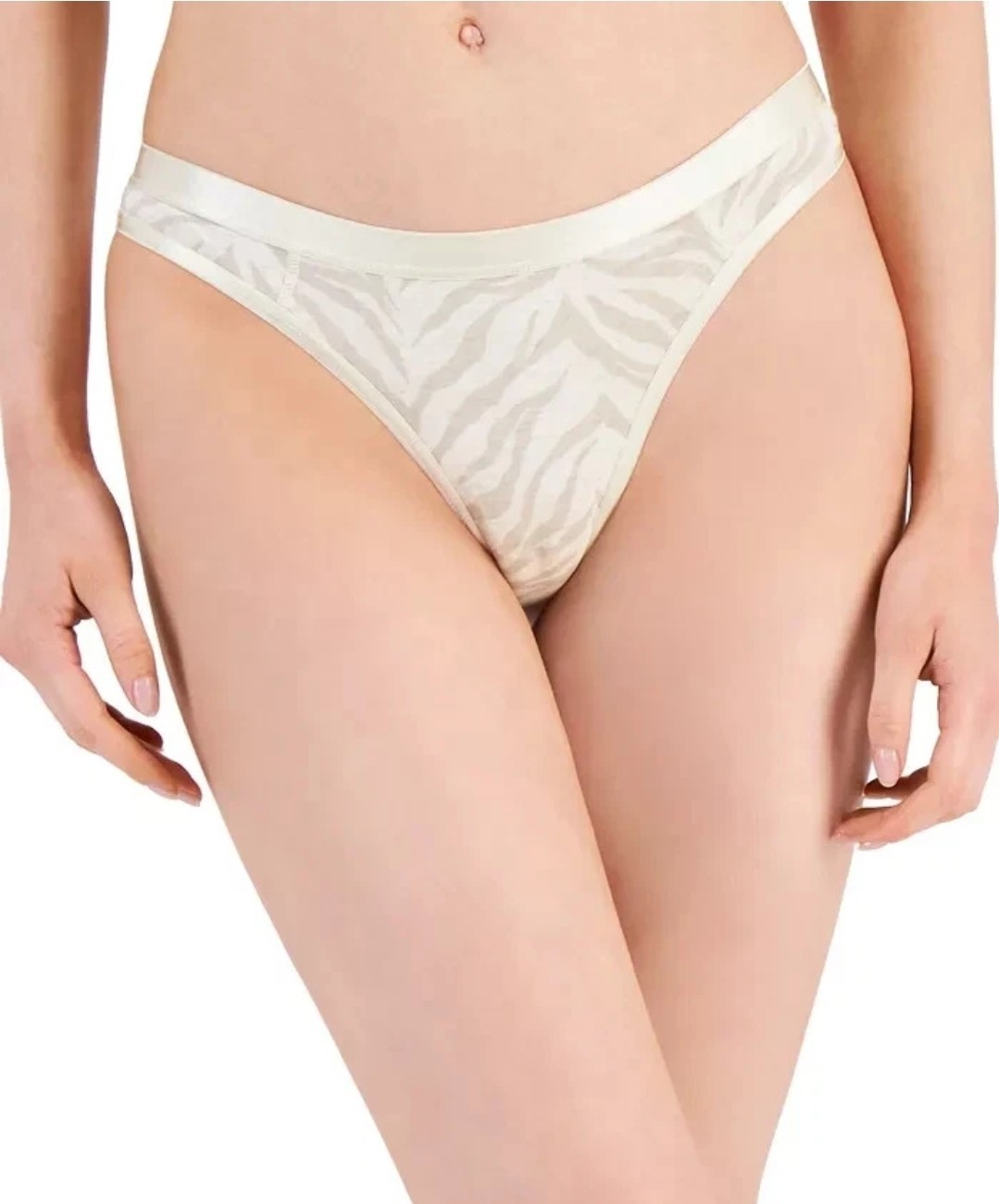 JENNI Women’s Thong Beige with Tiger Stripe Small