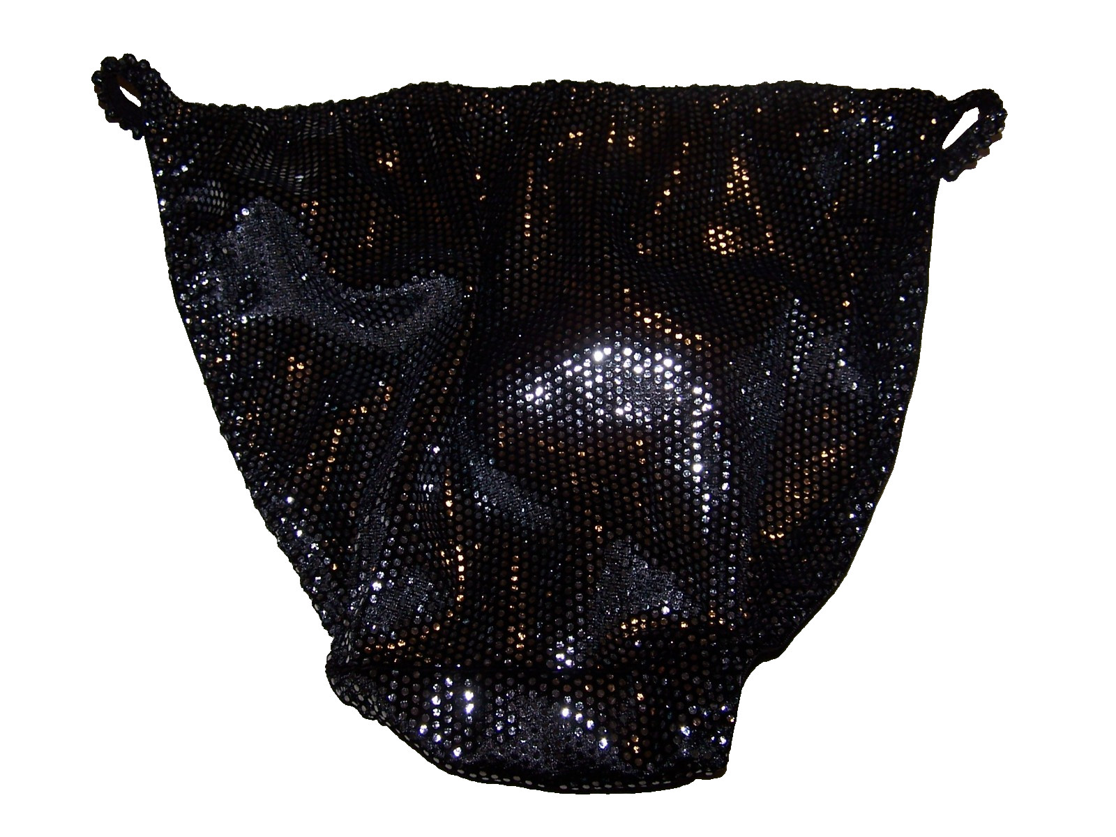 INTIMATE ESSENTIALS STRING BIKINI panty BLACK WITH SILVER DOTS SZ L SZ 7 NWT