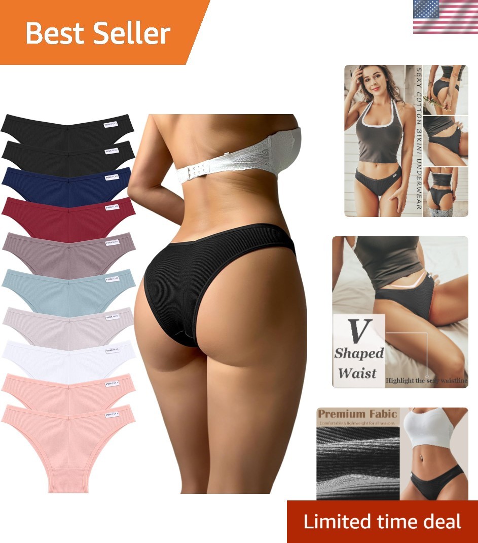 Chic V-Waist Women’s Cotton Bikini Panties – 10 Pack for Active Lifestyles