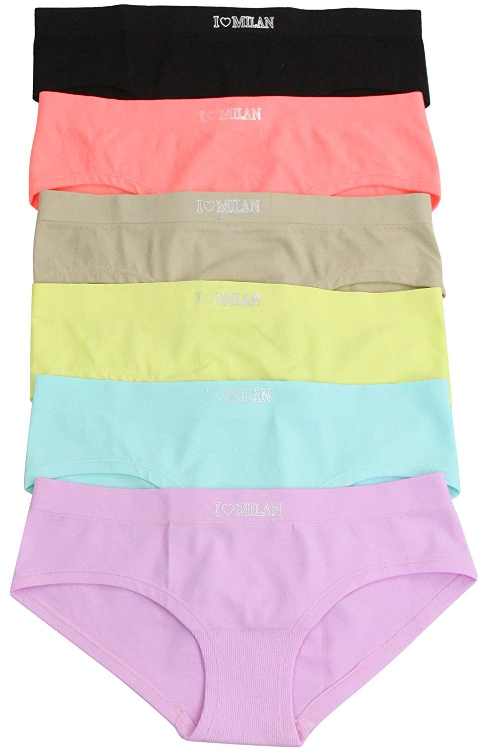 ToBeInStyle Women’s Pack of 6 I Heart Milan Pastel Bikini