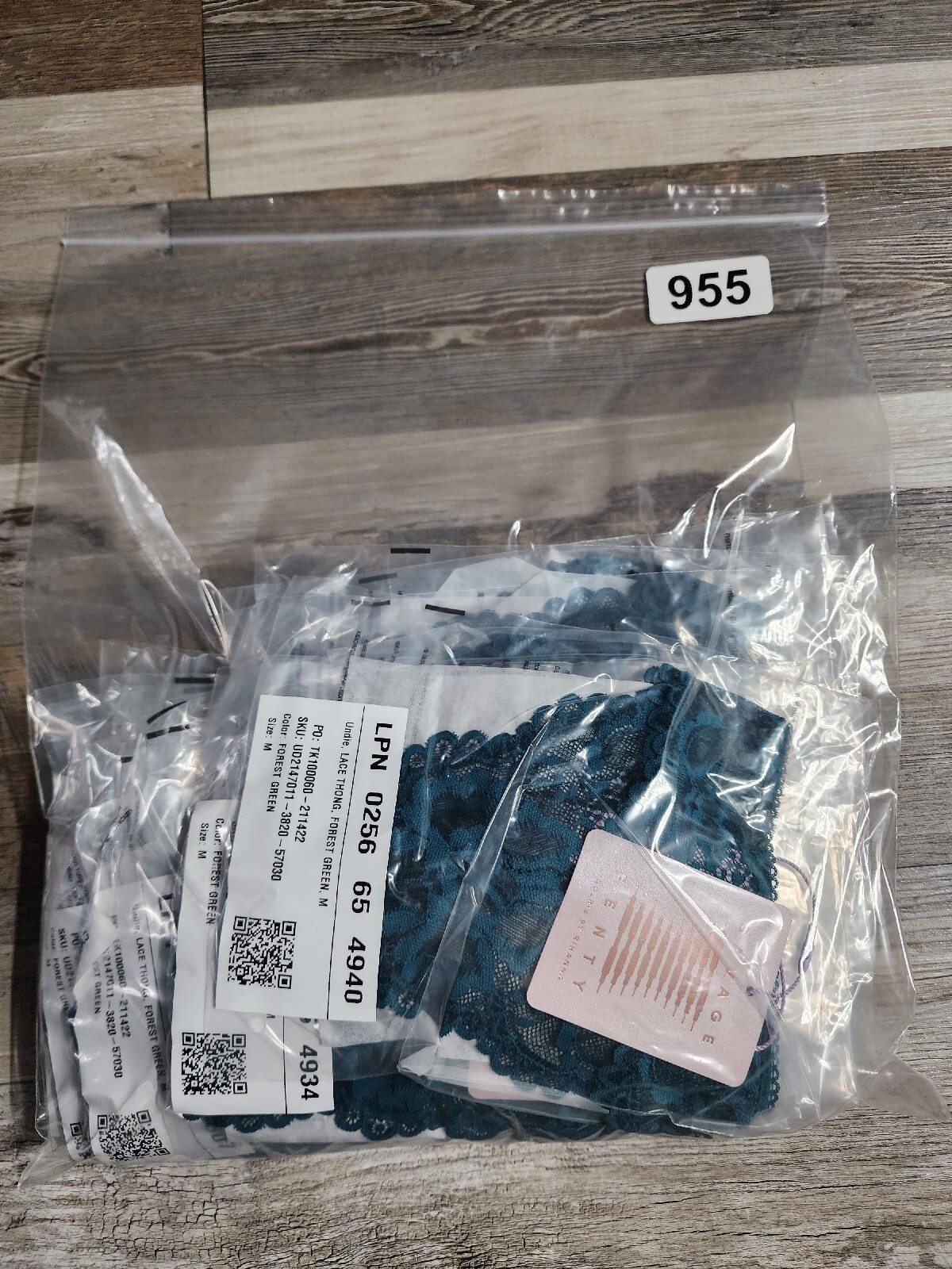 3 PACK! Lot New Savage x FENTY Rihanna Blue Green Sheer Lace Thong MEDIUM Charm