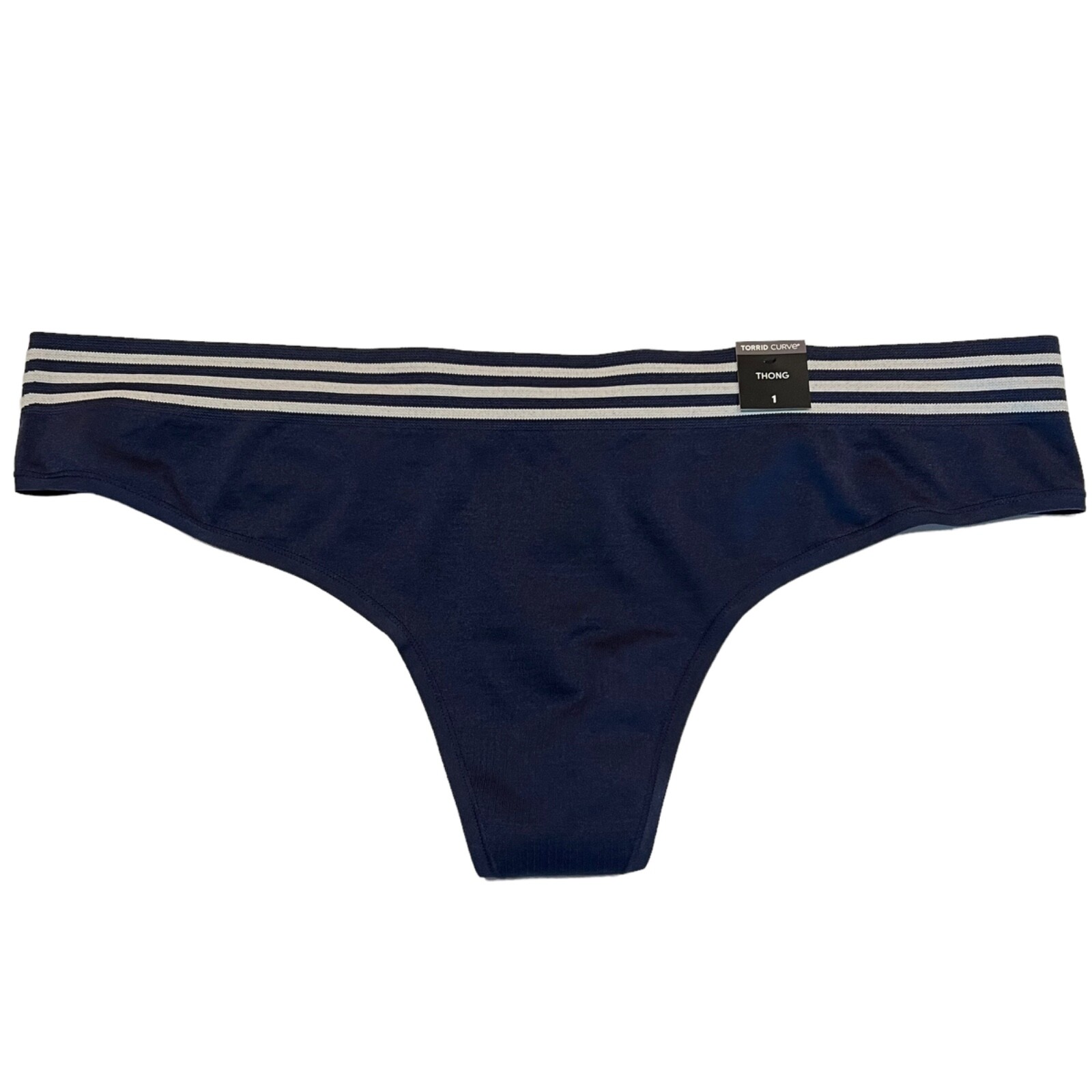 NWT TORRID Thong Pantie Underwear Sz 0X-1X-2X-3X-4X Navy Blue White Stripe