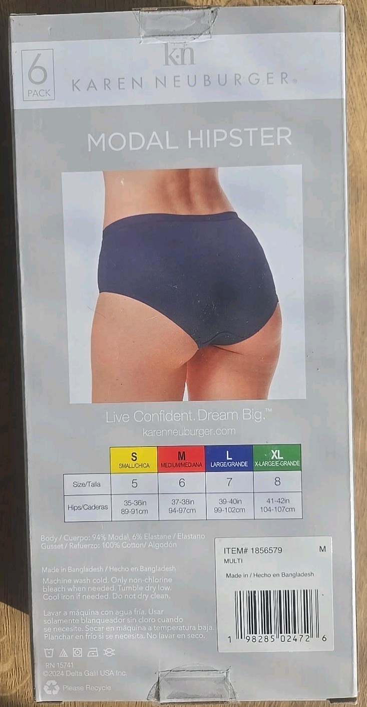 Karen Neuburger MEDIUM Women’s Underwear Panties 6-Pack Soft Modal Hipster