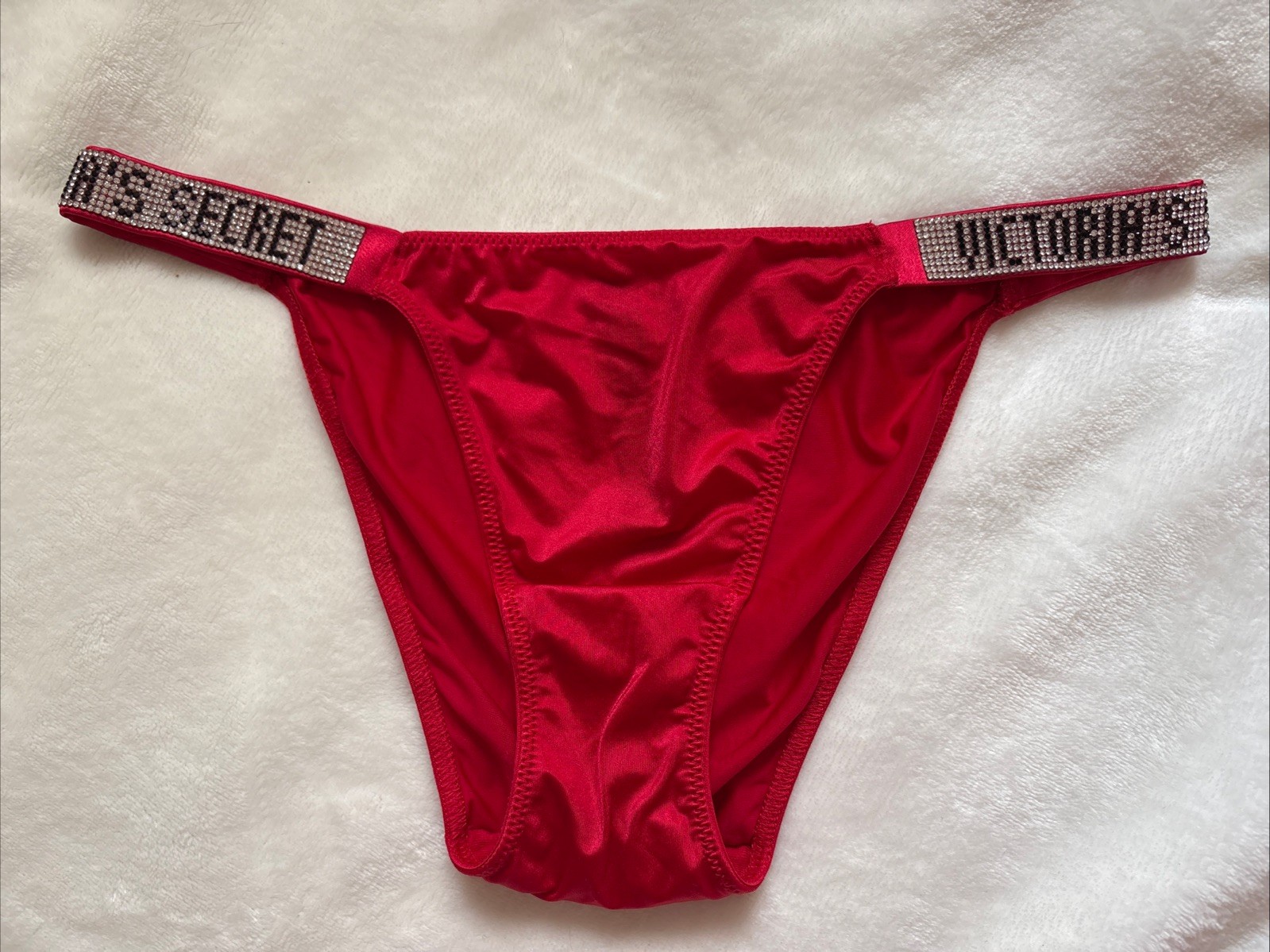 Victoria’s Secret Panties String Bikini Panty Very Sexy Shine Strap Red Medium M