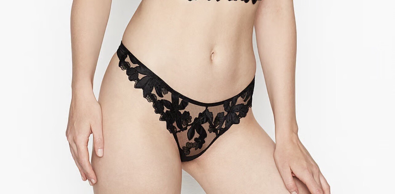 Floral Embroidered Thong Panty