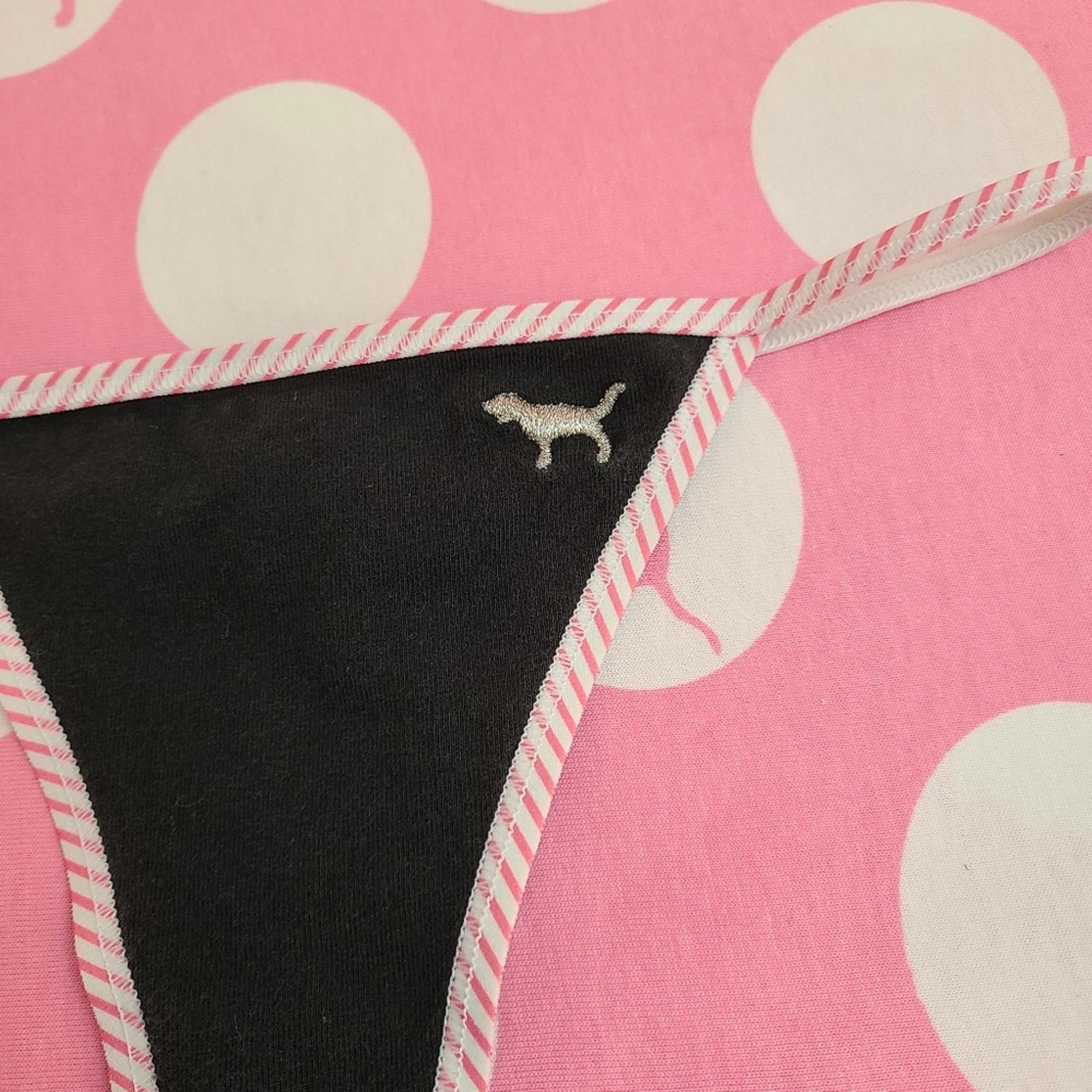 VTG VS PINK Candy Stripe Graphic Cotton Low Rise V-string Thong Panty Size Sm