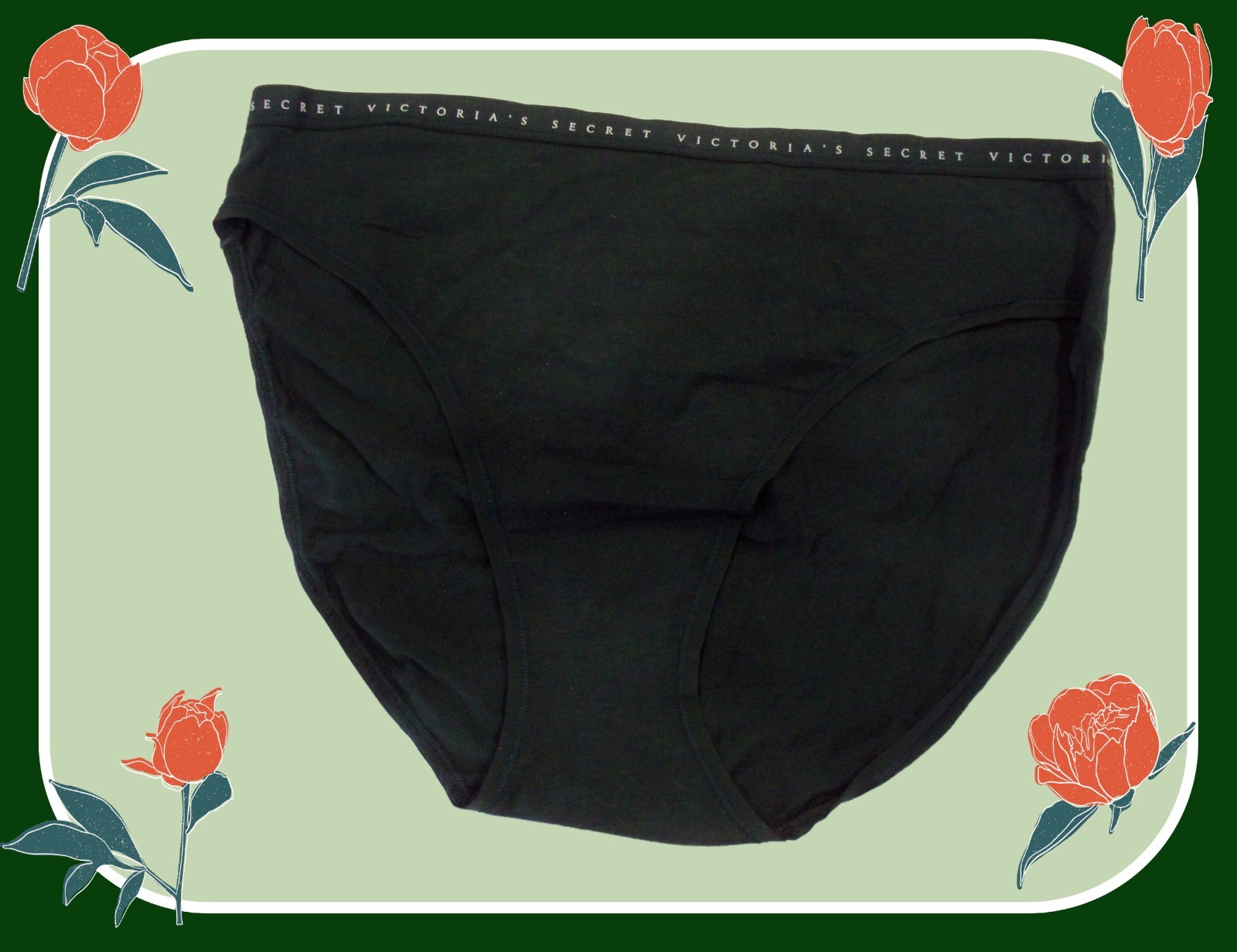 XL Dark Forest Green Stretch Cotton Victorias Secret High Leg Waist Brief Pantie