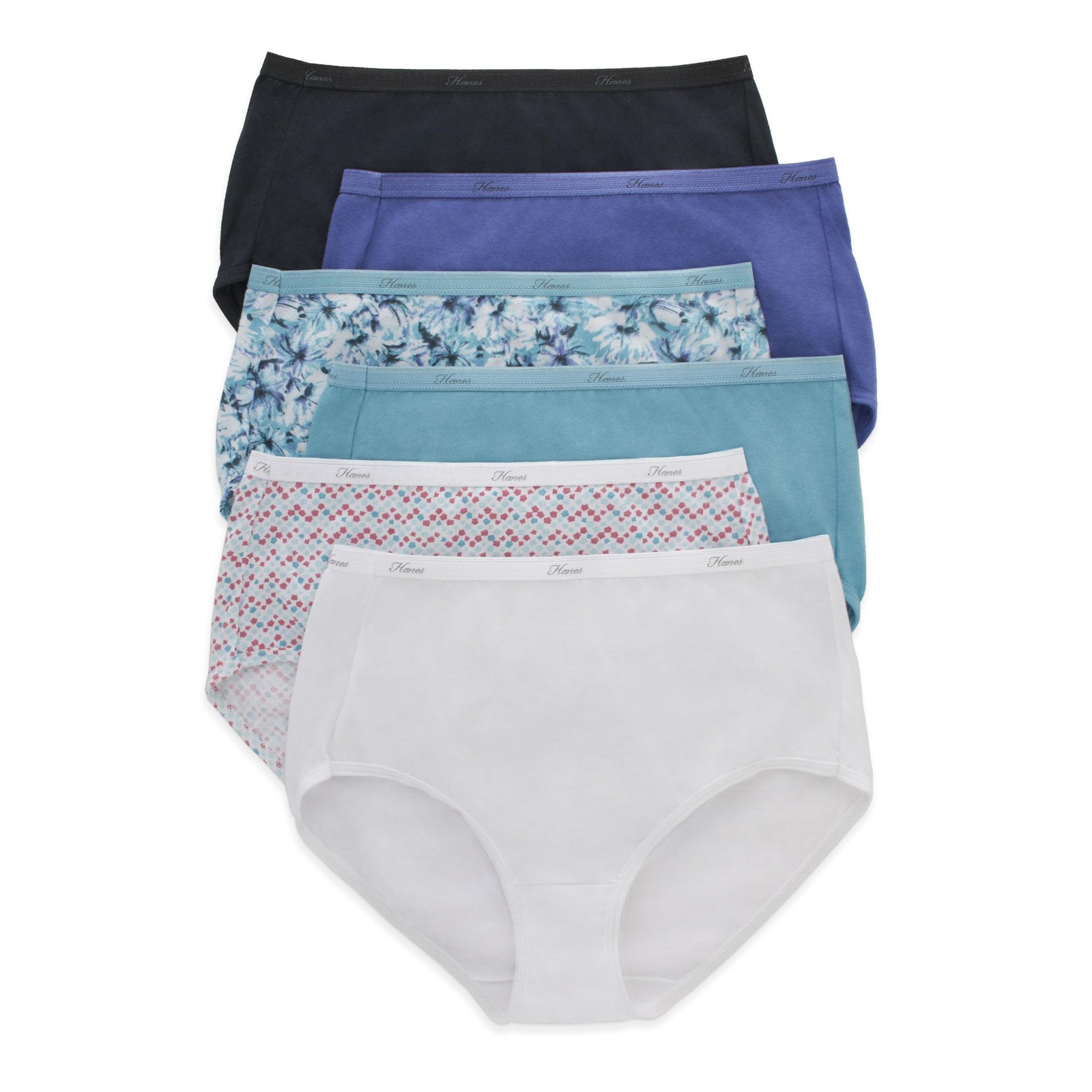 Hanes Women’s Cotton Brief Underwear, Moisture-Wicking, 6-Pack Assortment Size 6