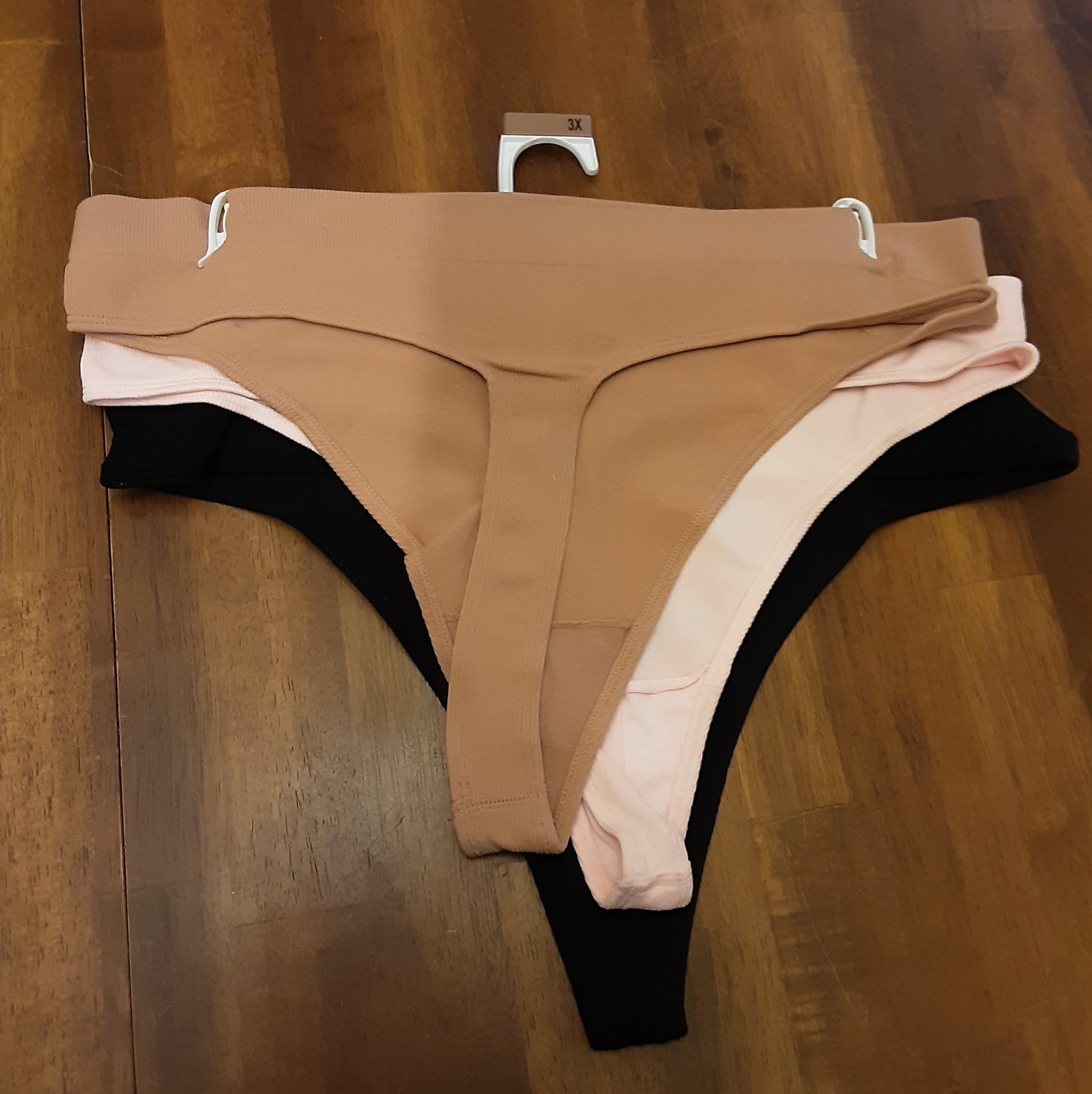 Set Of 6 Ladies Thongs~ Size 3X ~Ribbed & Smoothing ~ Tranquil & True~ NEW W/tag