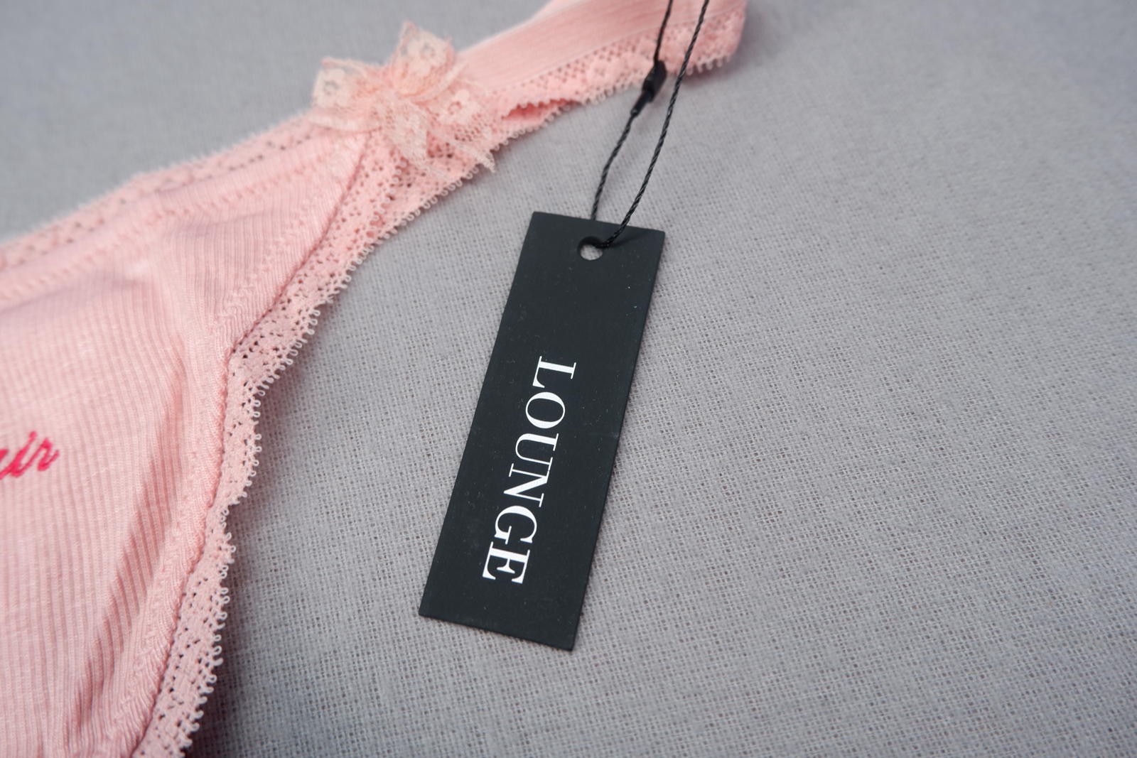 Lounge Pink ‘Perfect Pair’ Embroidered Thong Medium