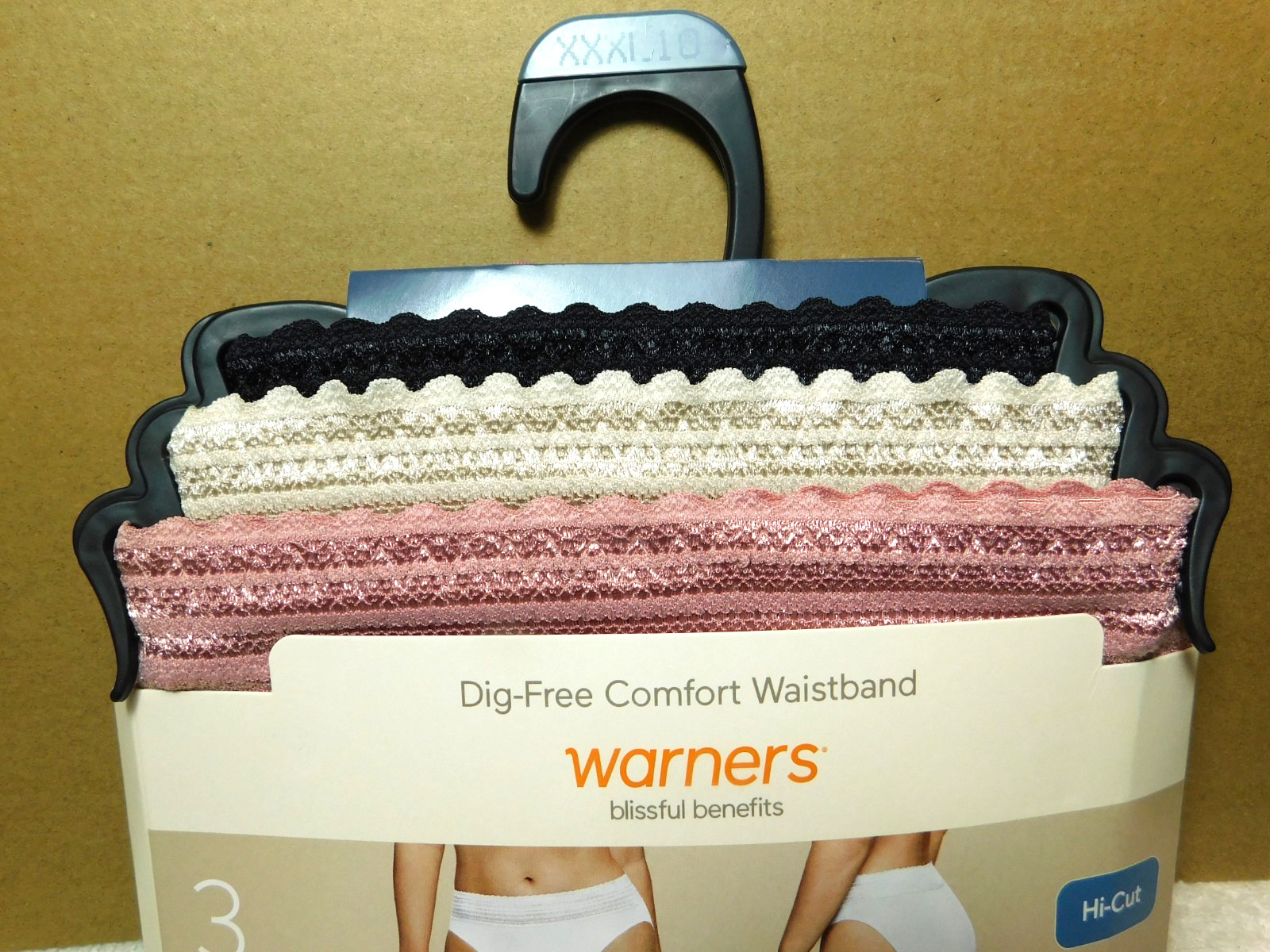 Warners~Woman’s Dig-Free Comfort Waistband Hi-Cut 3 Pk. Panties Size XXXL10 (DG)