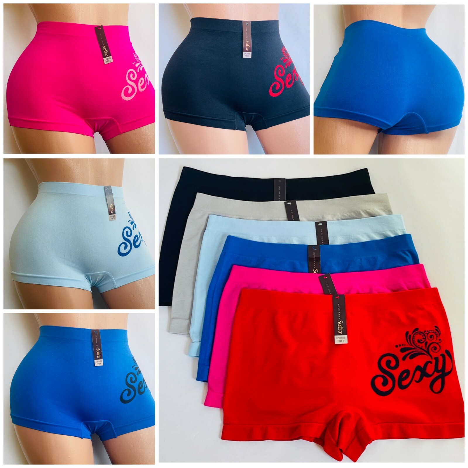6 Pack Seamless One Size Boy shorts Panties Boxer Women Underwear Comfy Soft 252