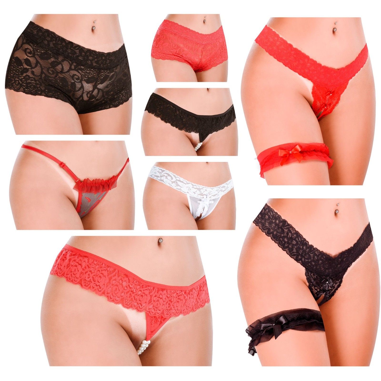 HOT FLOWERS Women’s Fashion Lace Underwear 8 Pack Mixed Style Collection