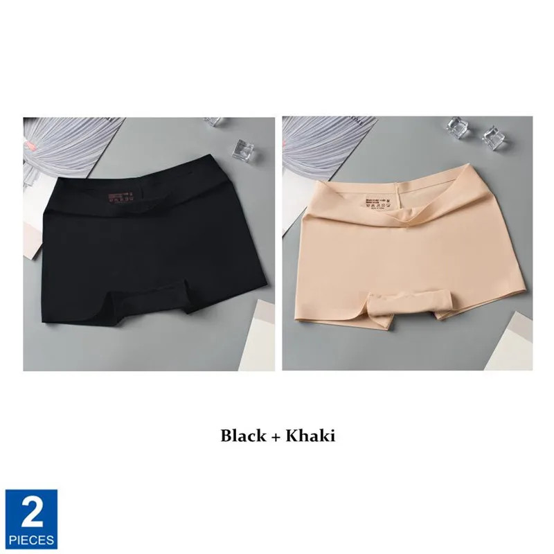 Seamless Silk Boyshorts Soft Solid Color Plus Size Women’s Underwear 2 Pcs