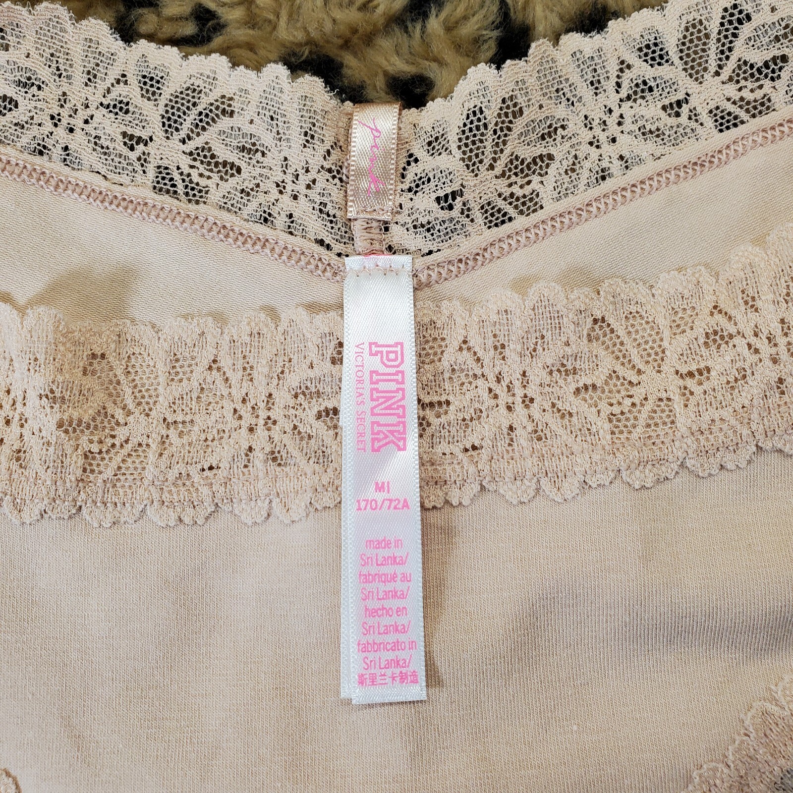 Victoria’s Secret PINK Light Brown Floral Lace Cheekster Tanga Panty M Sexy