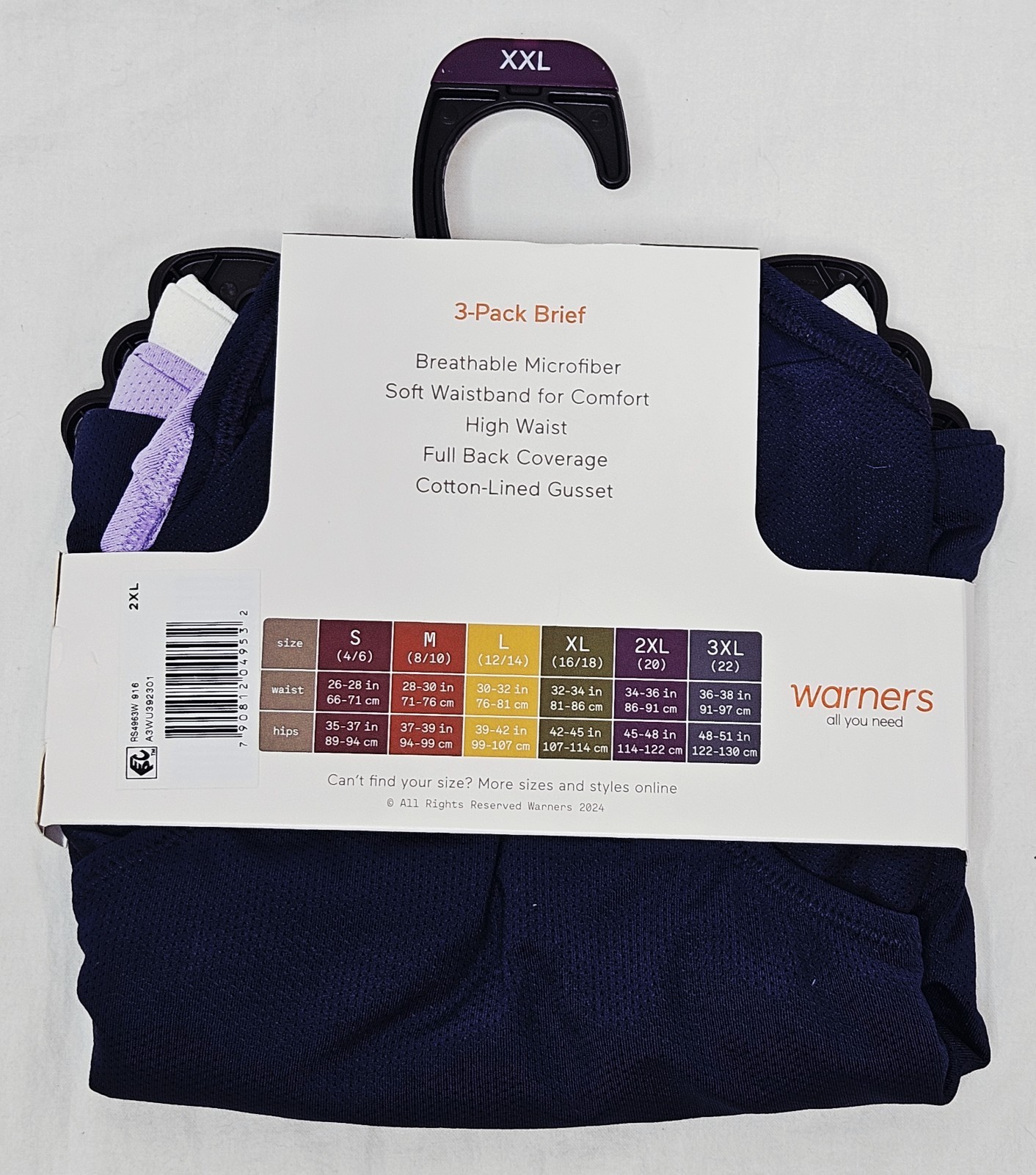 Warners Blissful Benefits Breathable Microfiber Brief 3 Pk Choose XL 2XL or 3XL