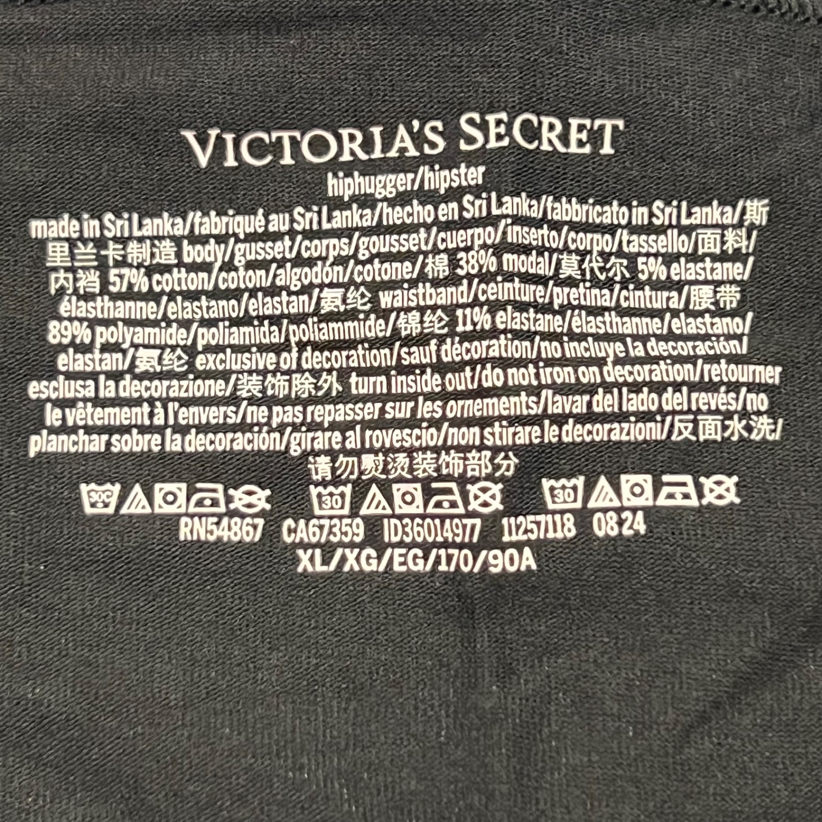 NWT VICTORIA’S SECRET Hiphugger Hipster Pantie Sz XS-S-M-L-XL Black Bling