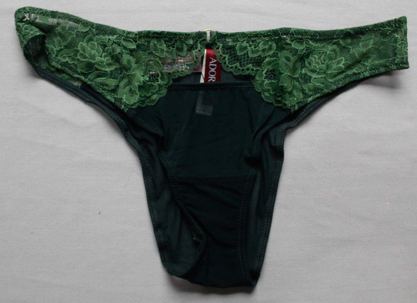 Adore Me Women’s High Rise Lace Abella Cheeky Panty ZG3 Dark Green Large NWT