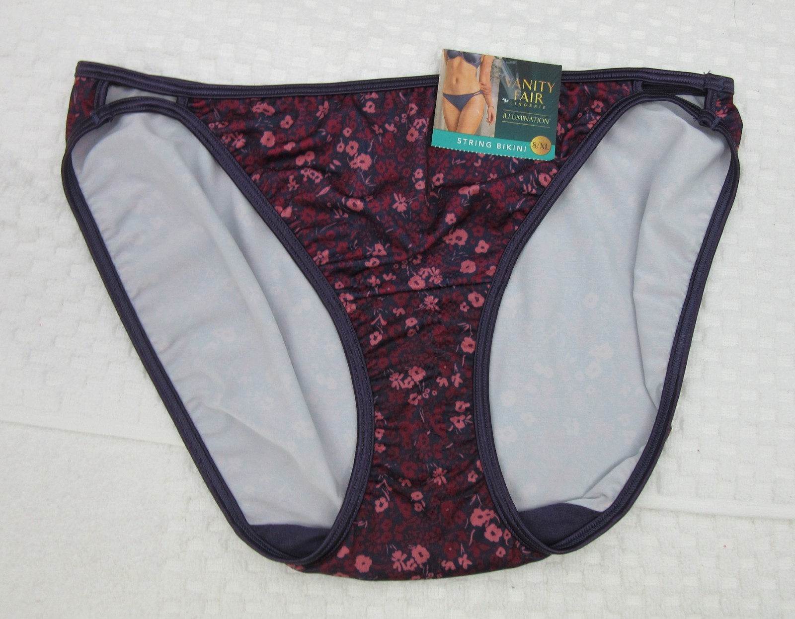 NWT set/3 VANITY FAIR ILLUMINATION STRING BIKINI 18108 COSMO GDN MODE DENIM DOTS