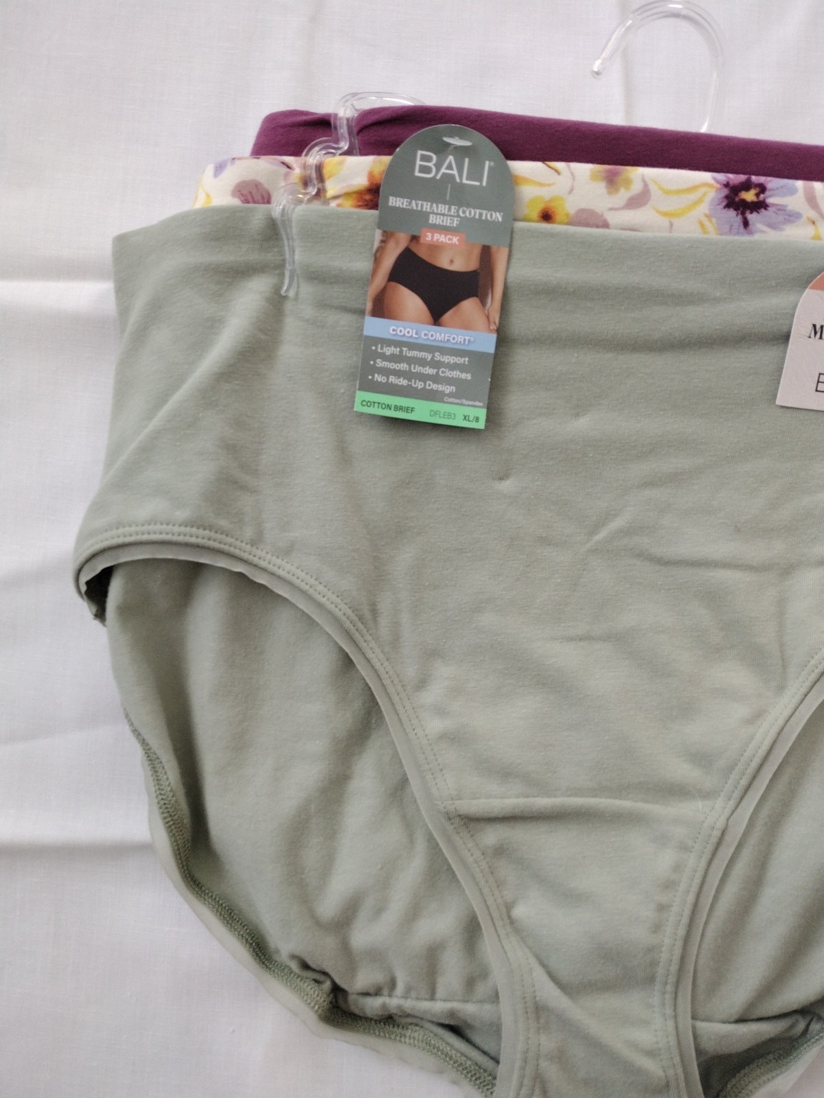 Bali DFLEB3 Cotton Collection 8/XL Brief Panty – 3 Pack ASSORTED COLORS NWT