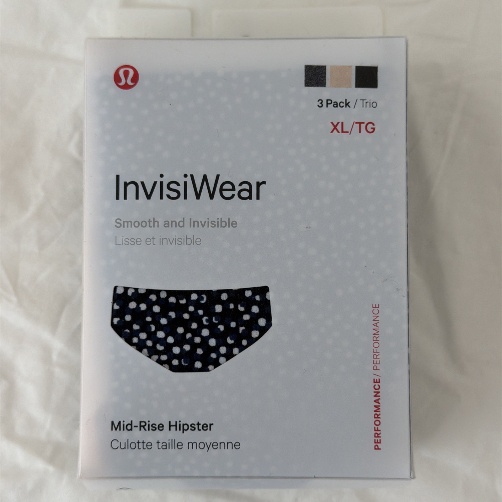 Lululemon InvisiWear Mid-Rise Hipster NWT Underwear 3 Pack Size XL DBDM/BPNK/BLK