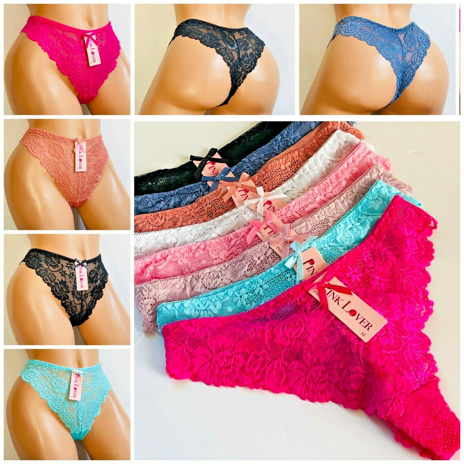 Women’s Thong Tangas Undies Panties 6/12 lace sexy Underwear G-String 6813 S-XL