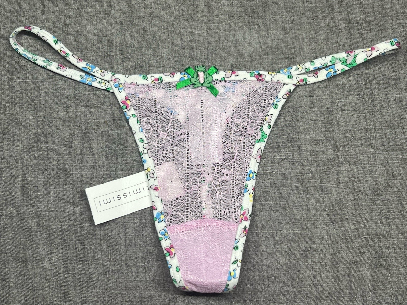 VICTORIAS SECRET INTIMISSIMI VSTRING THONG PANTY FROG FLOWER SMALL EU 38 RARE