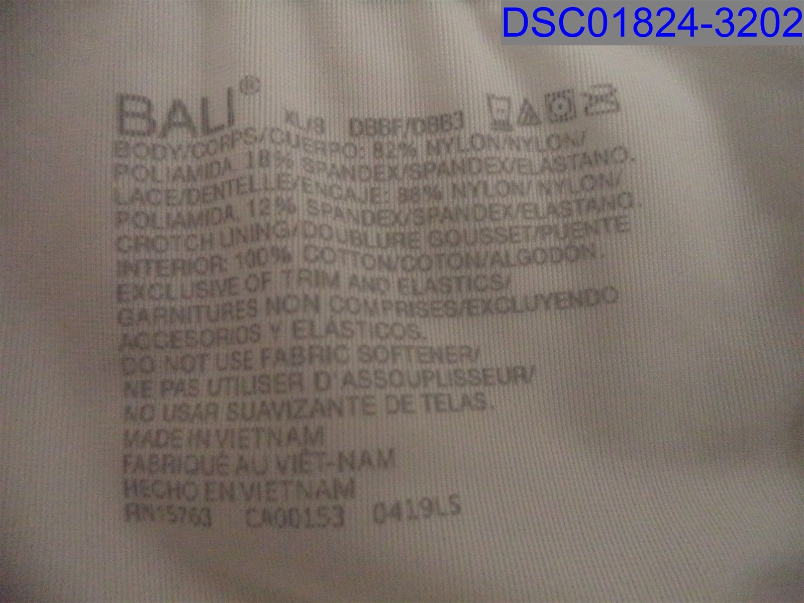 Bali, Women’s White Panties, Size=XL, RN15763 CA00153 0419LS