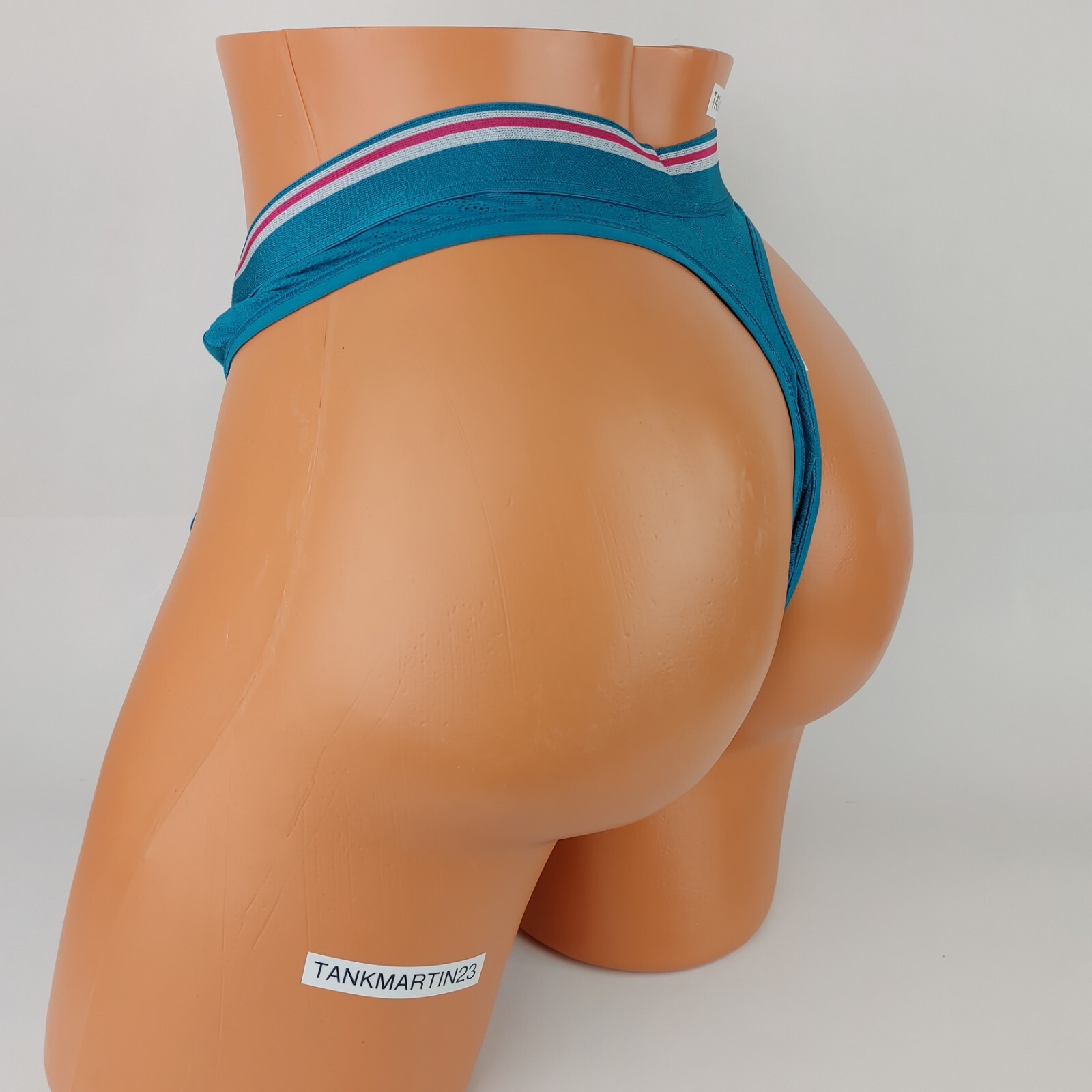 NWT LANE BRYANT CACIQUE PLUS 18/20 COTTON THONG PANTY W/ LACE BACK TEAL BLUE