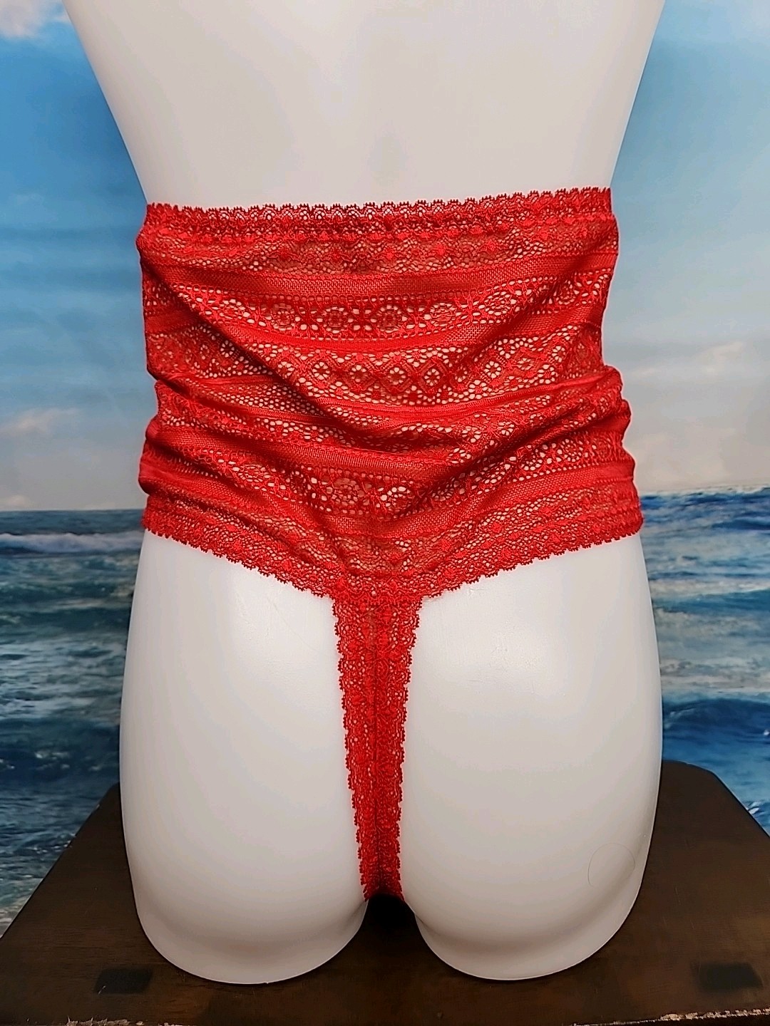 Nwt – Popilush Shapewear Panties High-waisted Underwear Lace Thong Red- ,XXL