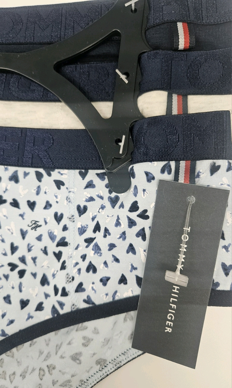 TOMMY HILFIGER 3 Pk Womens S M L XL Logo Cotton Cheeky Hipster Panties Navy Blue