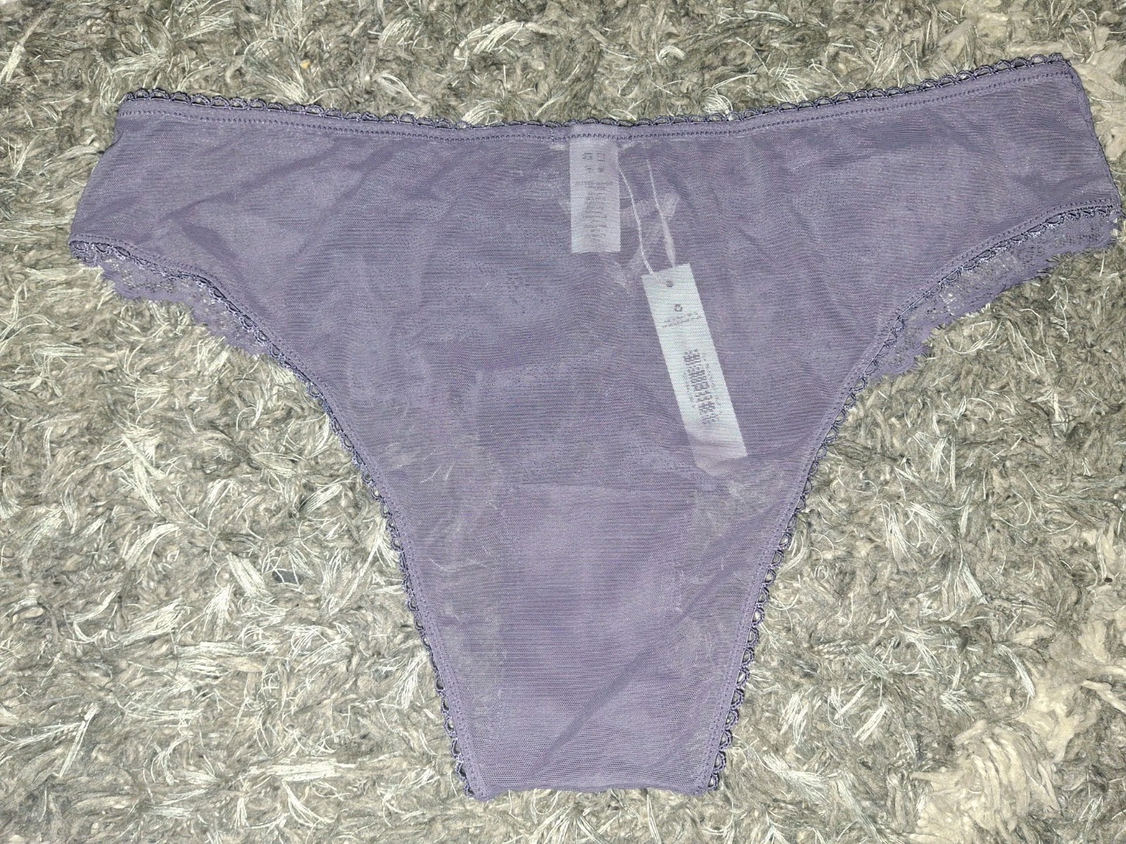 Adore Me/VS Lace & Mesh Lace Up Cheeky Panty NEW Large Grey