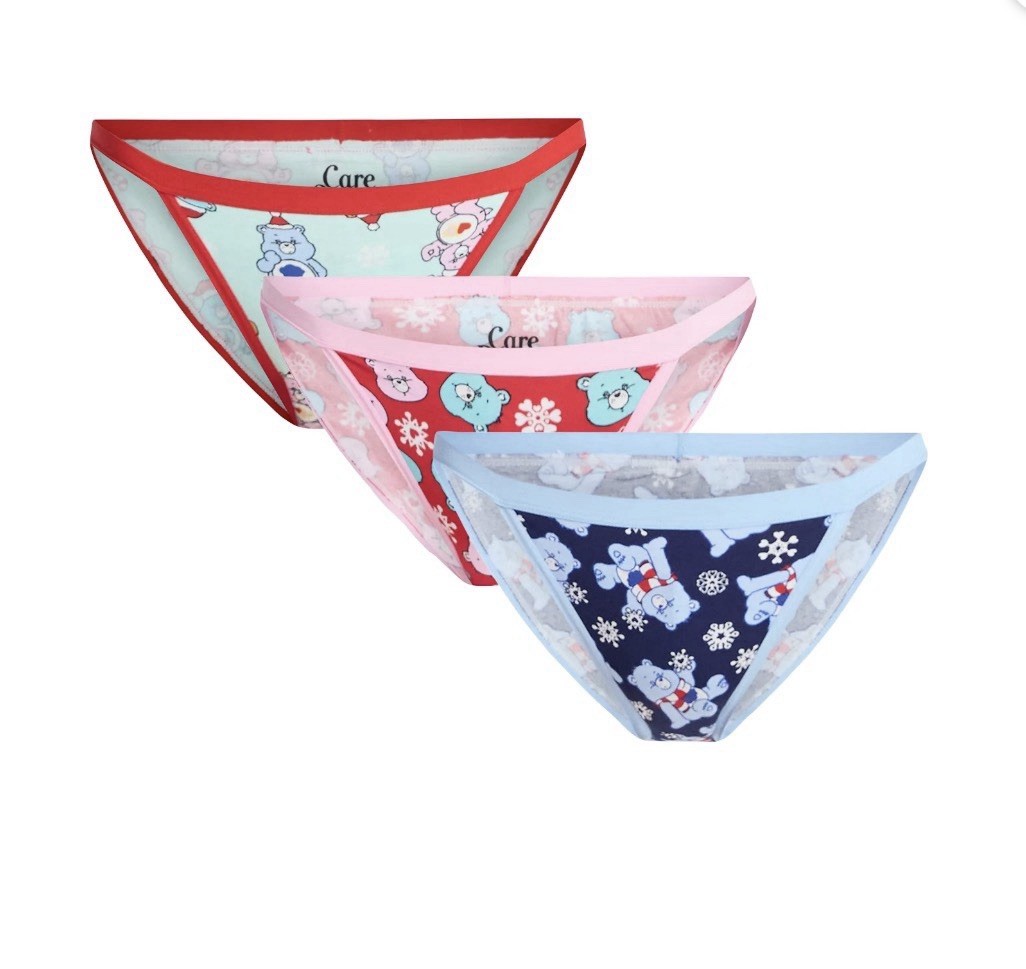 Women’s Care Bears Christmas Bikini Panties, 3-Pack, size XL (16-18)