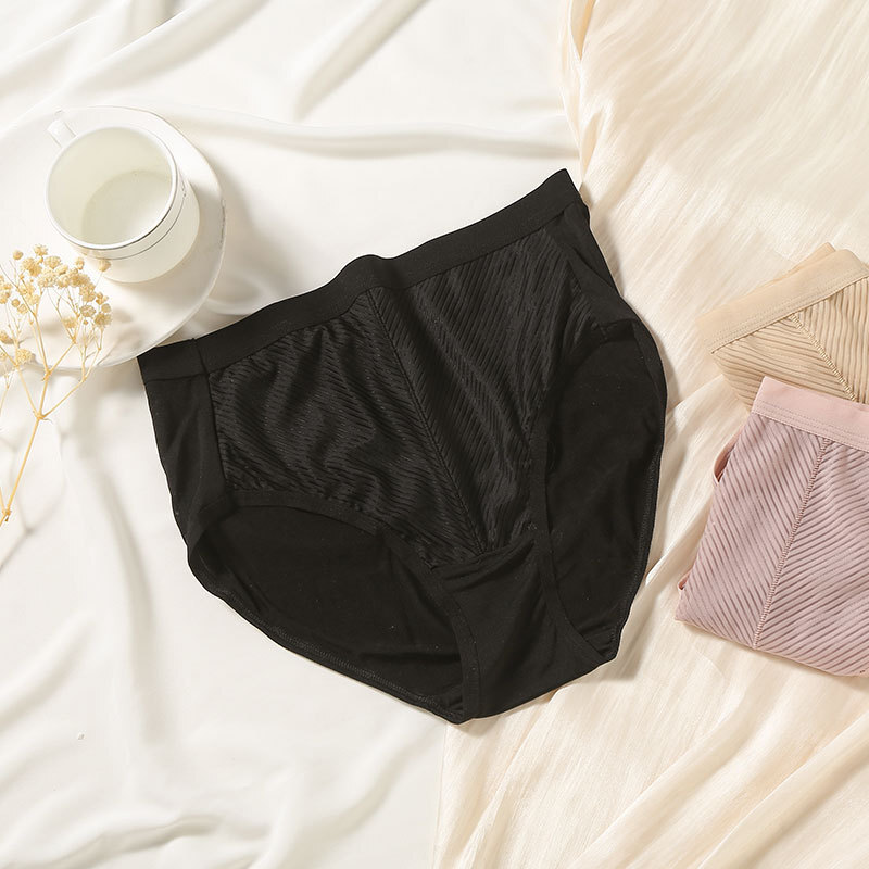 3 Pairs Mulberry Silk Underwear For Women Briefs Silk Striped Women Lady Panties