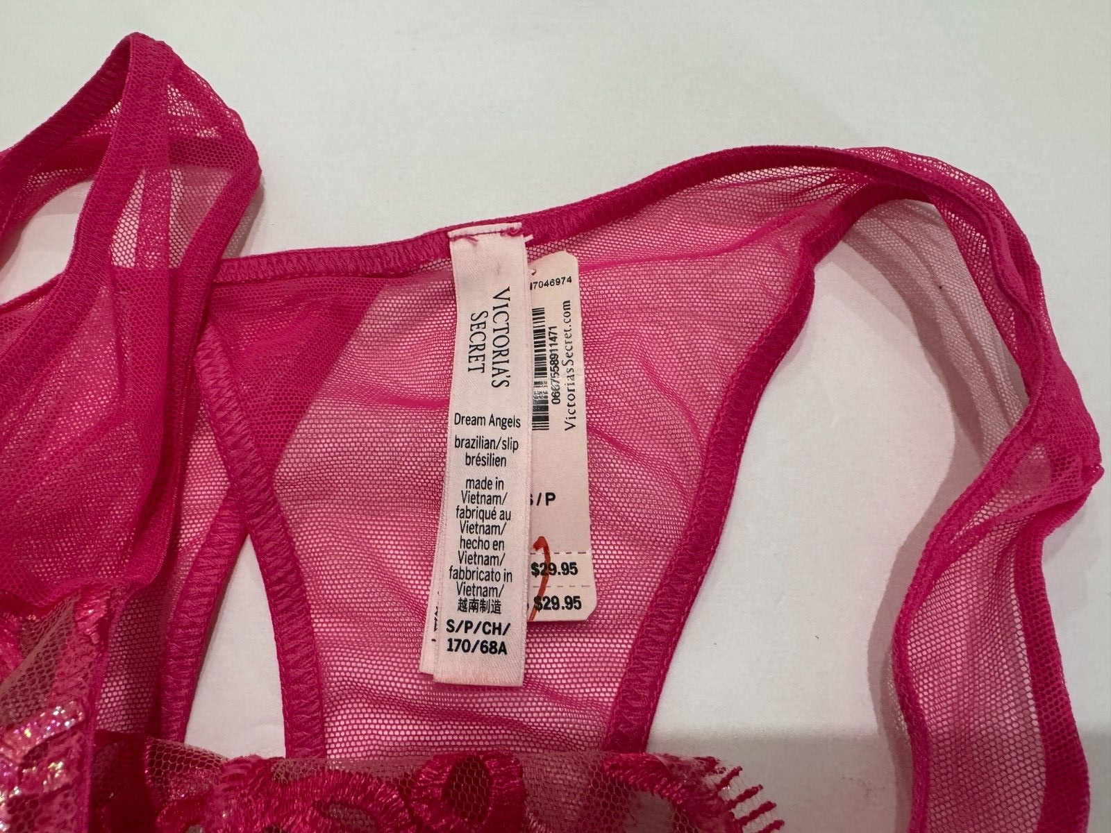 Victoria’s Secret DREAM ANGELS Heart Embroidery Open Back Brazilian Panty Pink S