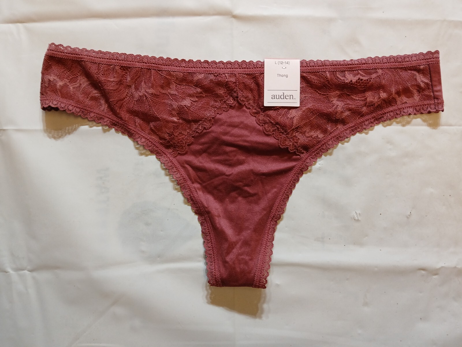 Auden Women s Smooth Floral Pull- On Low Rise Micro Lace Thong Deep Pink Size L