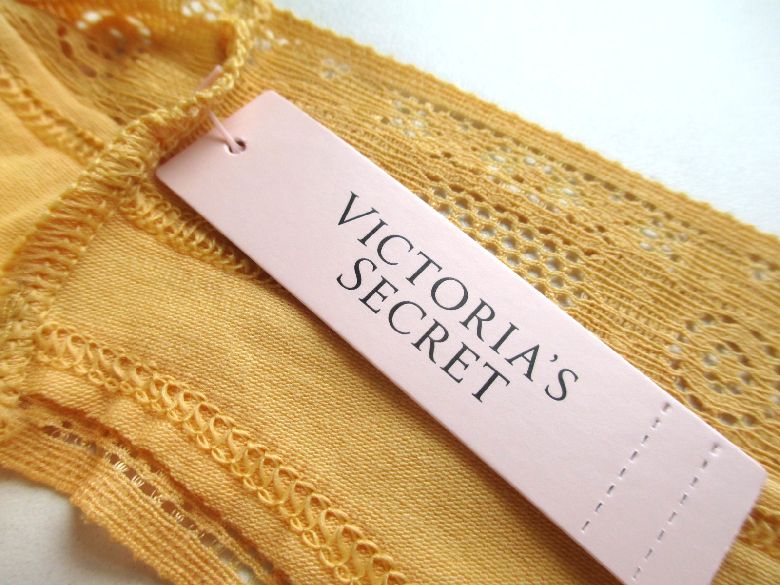 VICTORIA’S SECRET Cotton Bikini Panty S M L XL Yellow VS Daisy Crochet Lace Trim