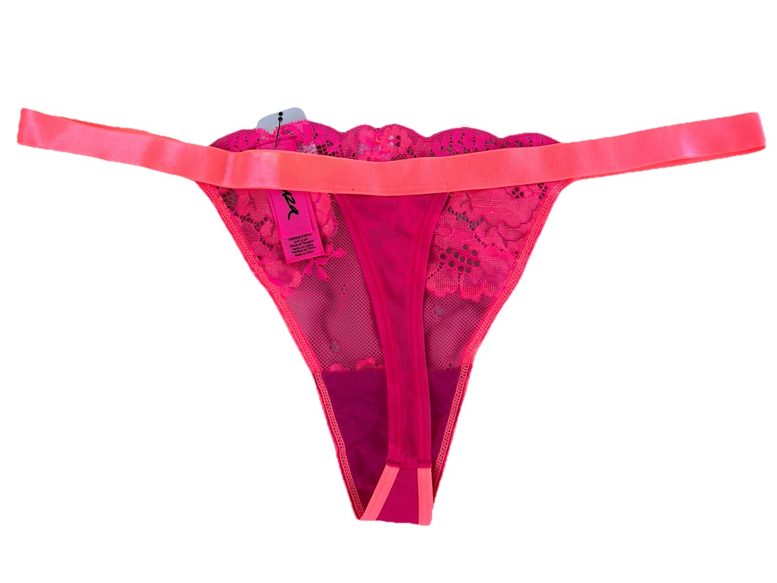 La Senza Pink Lace Ribbon String Thong Size Large Lot Of 2
