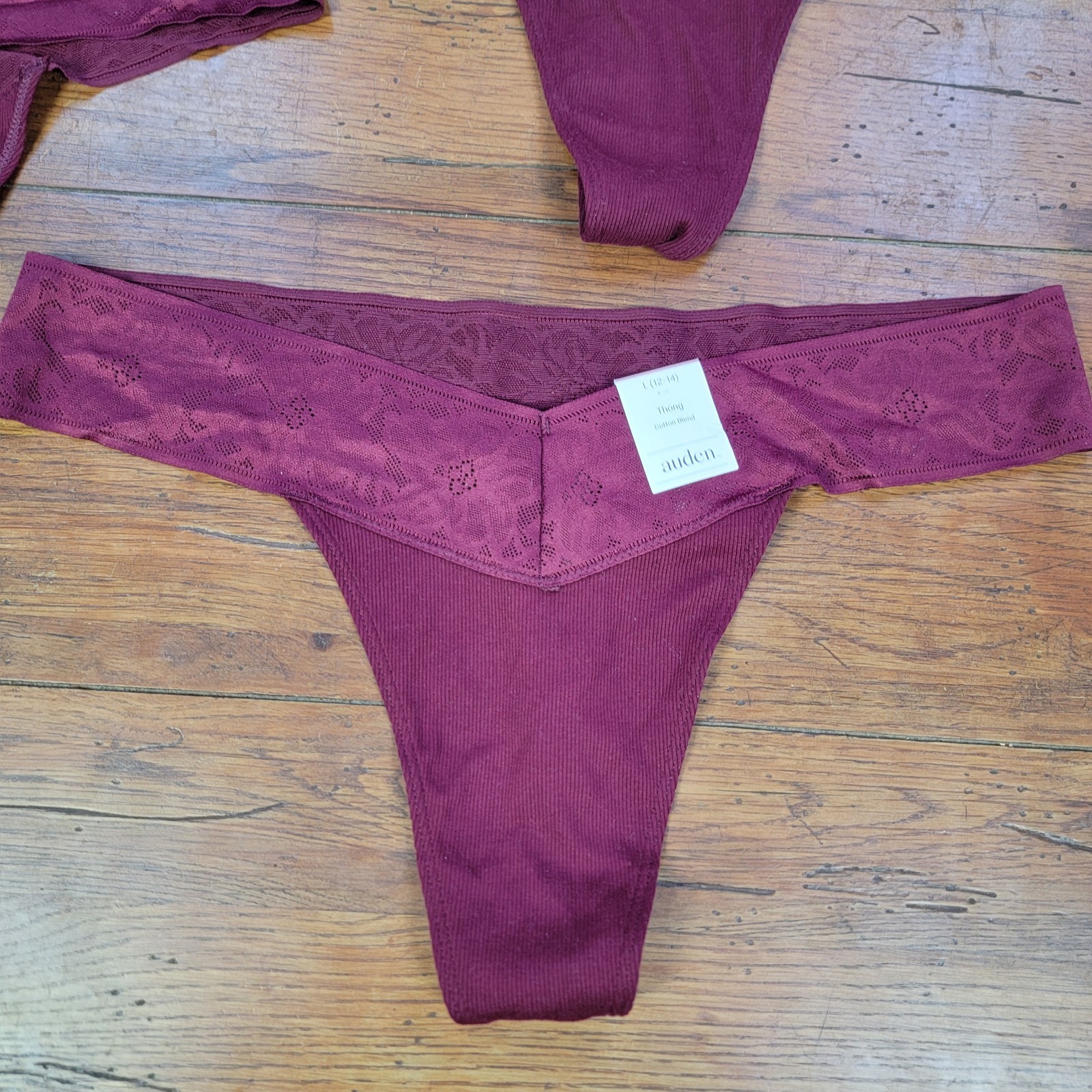 (3) Auden Womens Large (12-14) Cotton Polyester Thong Underwear L Red