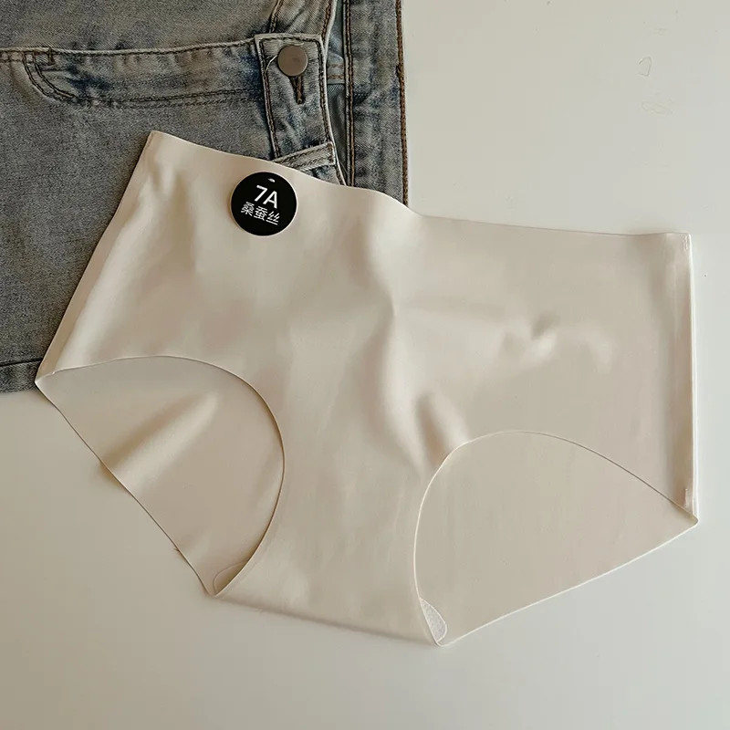 Silk Brief Panties Seamless Mid Rise Soft Stretch Lightweight Women Underwear