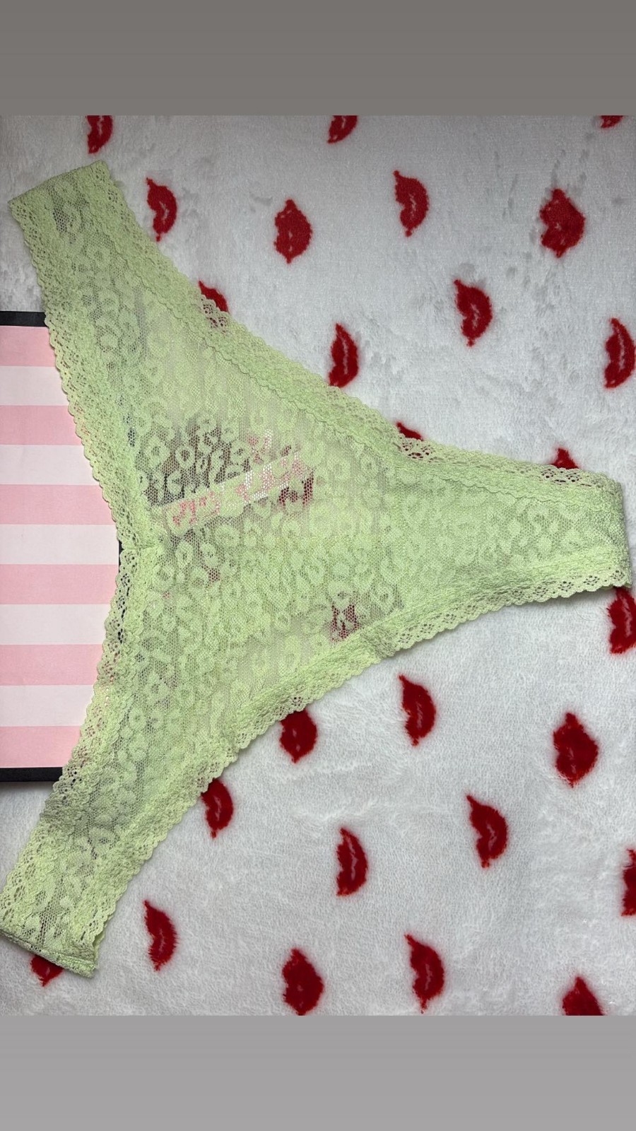Pink By Victoria’s Secret 2021 Yellow Lace Thong Panties Size L NWT